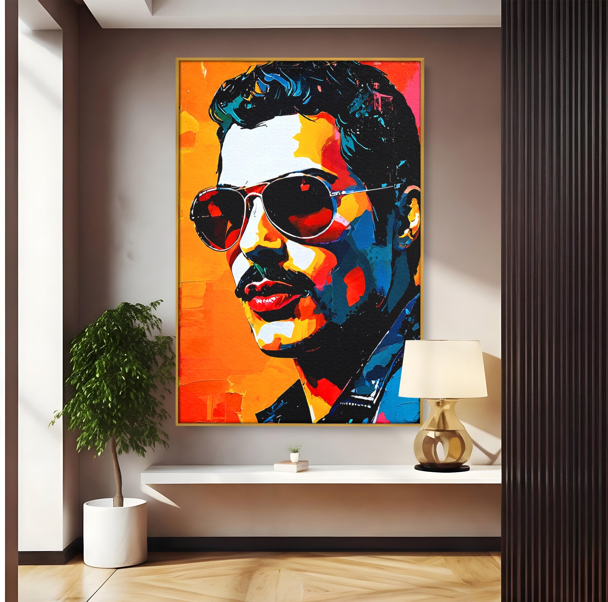 Tablou Canvas Premium LuxCanva® R1017, Portret Rock Iconic, Portret, Muzica, Rock, Living, Arta, Culori Vibrante