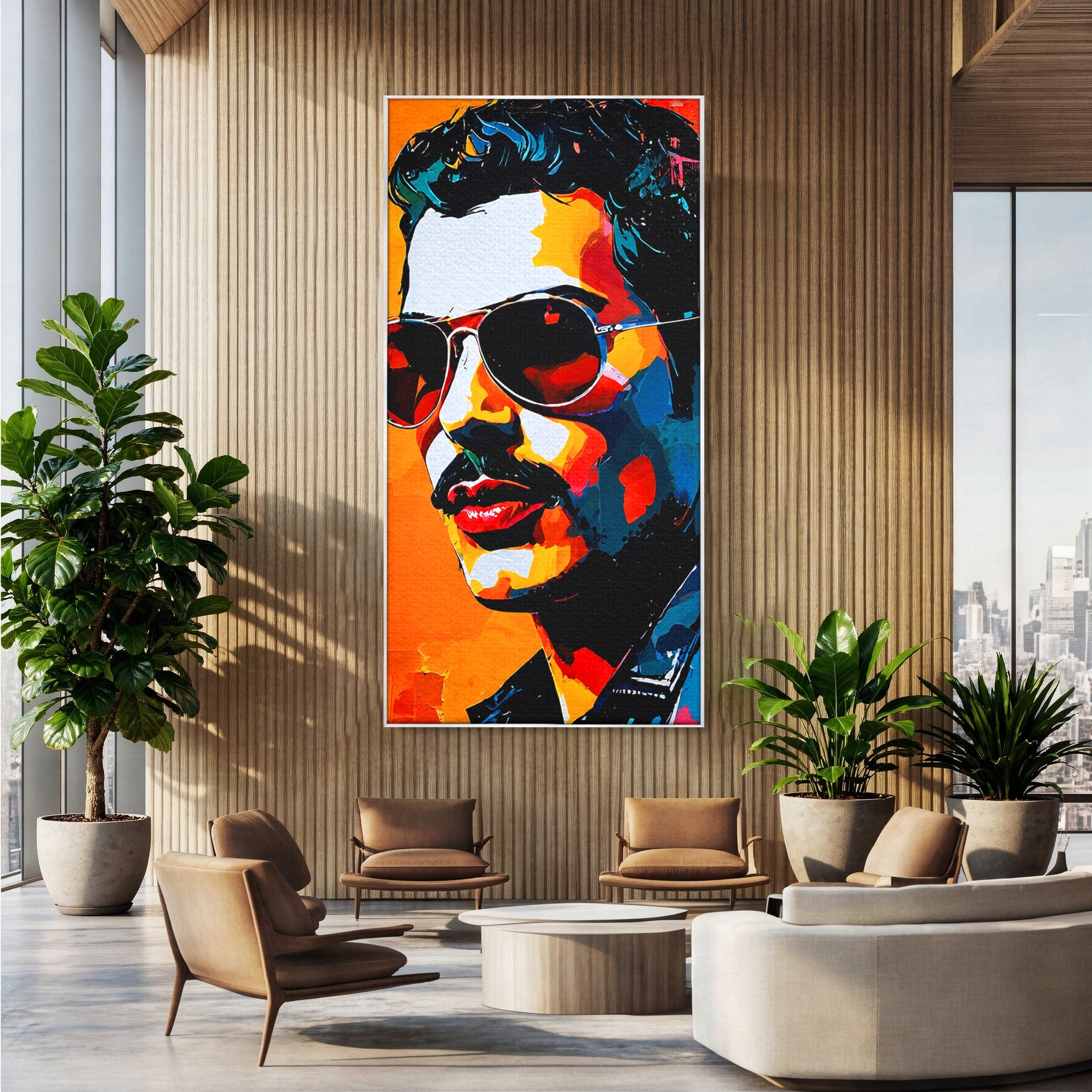 Tablou Canvas Premium LuxCanva® R1017, Portret Rock Iconic, Portret, Muzica, Rock, Living, Arta, Culori Vibrante