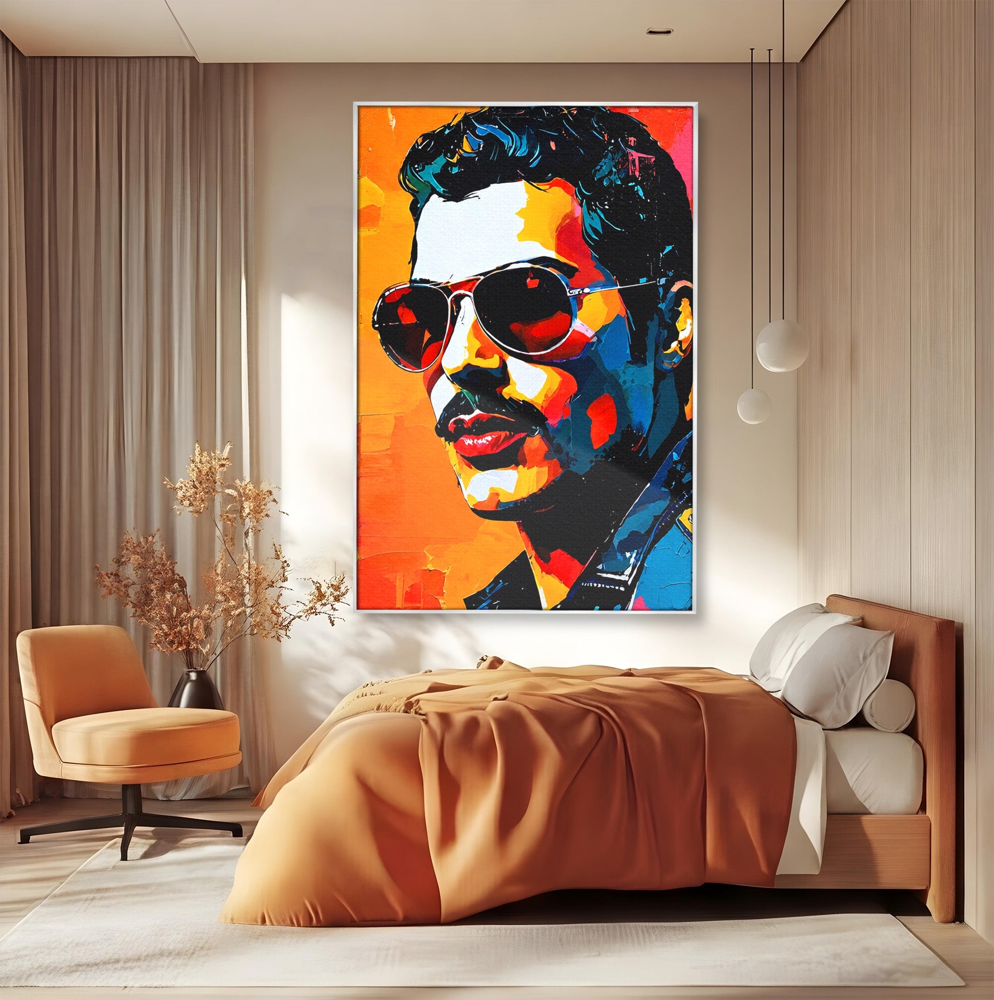 Tablou Canvas Premium LuxCanva® R1017, Portret Rock Iconic, Portret, Muzica, Rock, Living, Arta, Culori Vibrante