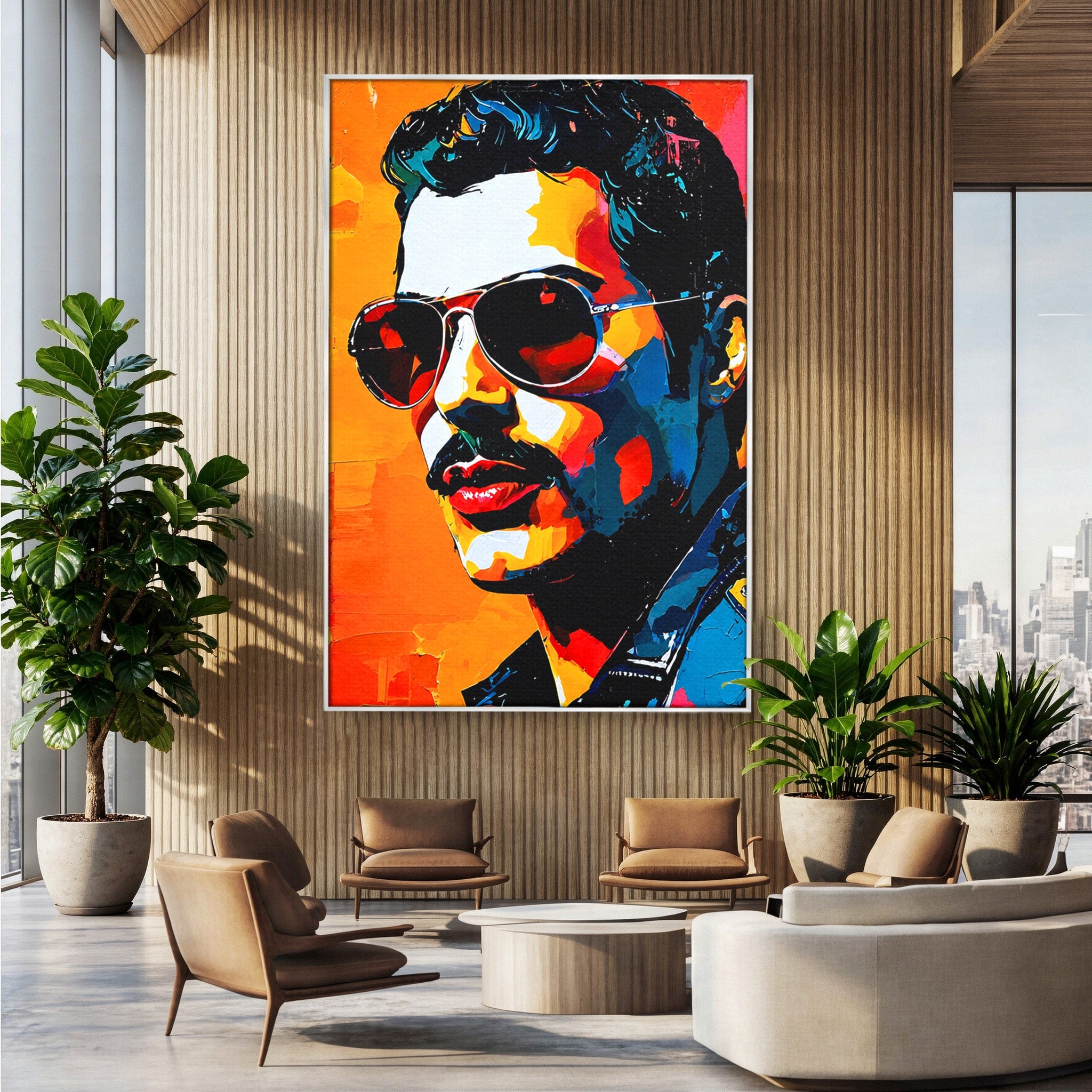Tablou Canvas Premium LuxCanva® R1017, Portret Rock Iconic, Portret, Muzica, Rock, Living, Arta, Culori Vibrante