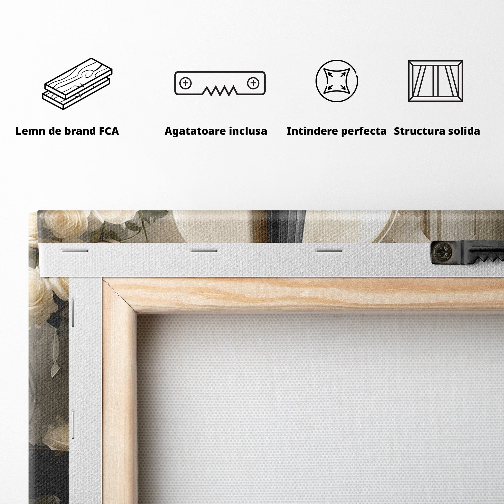 Tablou Canvas Premium LuxCanva® R1018, Violoncelul Alb, Violoncel, Flori, Eleganta, Muzica, Living, Culori Vibrante