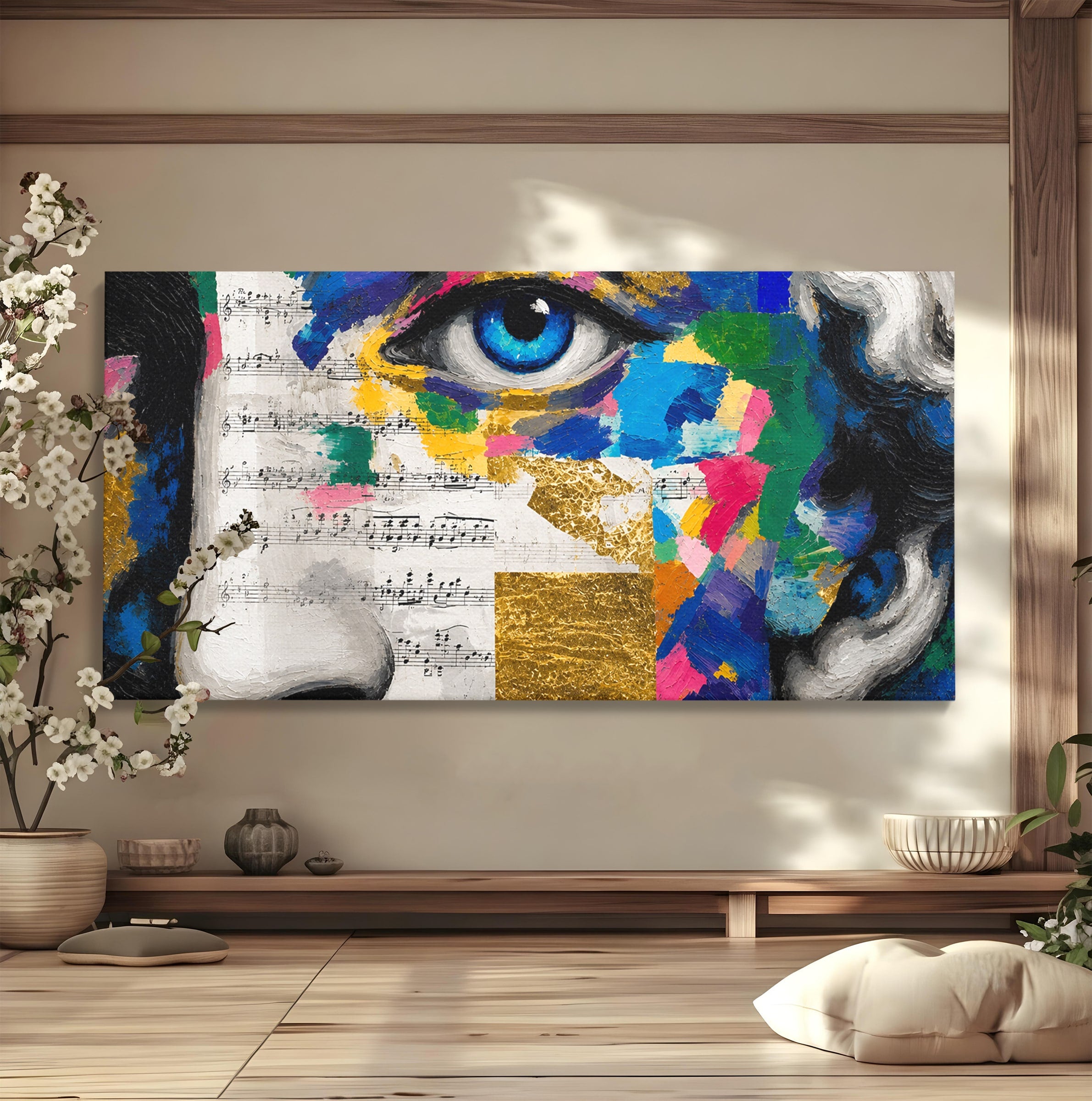 Tablou Canvas Premium LuxCanva® R1020, Privire Artistica Abstracție, Portret, Abstract, Muzica, Arta, Living, Culori Vibrante