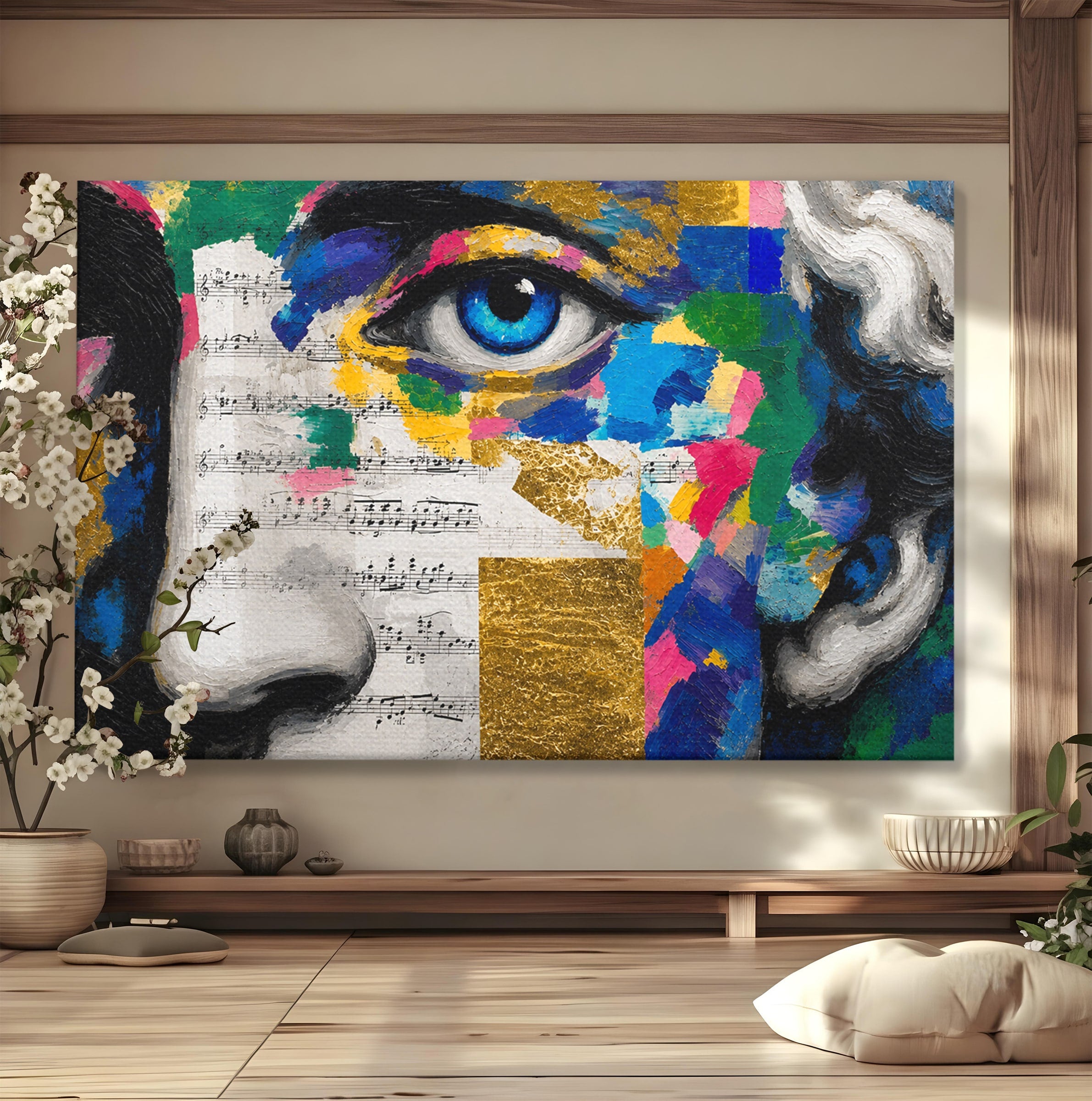 Tablou Canvas Premium LuxCanva® R1020, Privire Artistica Abstracție, Portret, Abstract, Muzica, Arta, Living, Culori Vibrante