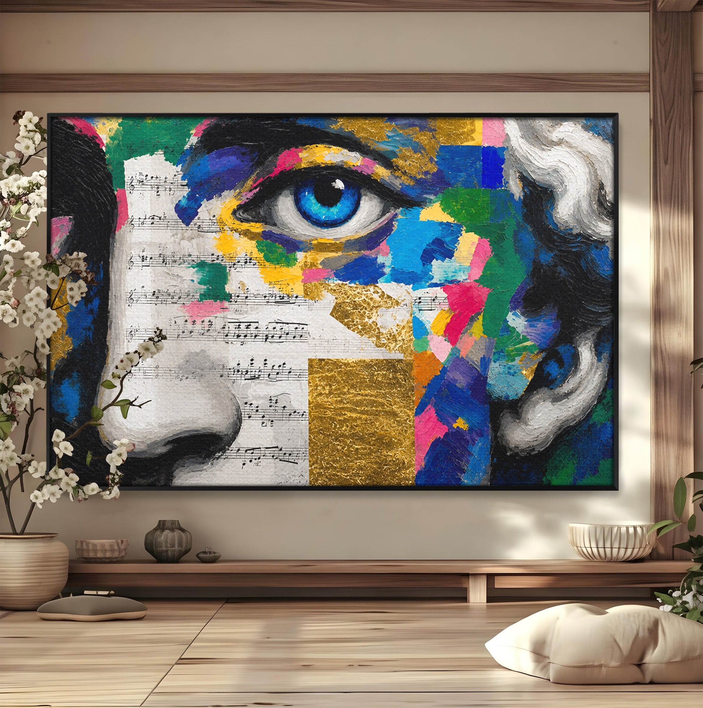 Tablou Canvas Premium LuxCanva® R1020, Privire Artistica Abstracție, Portret, Abstract, Muzica, Arta, Living, Culori Vibrante