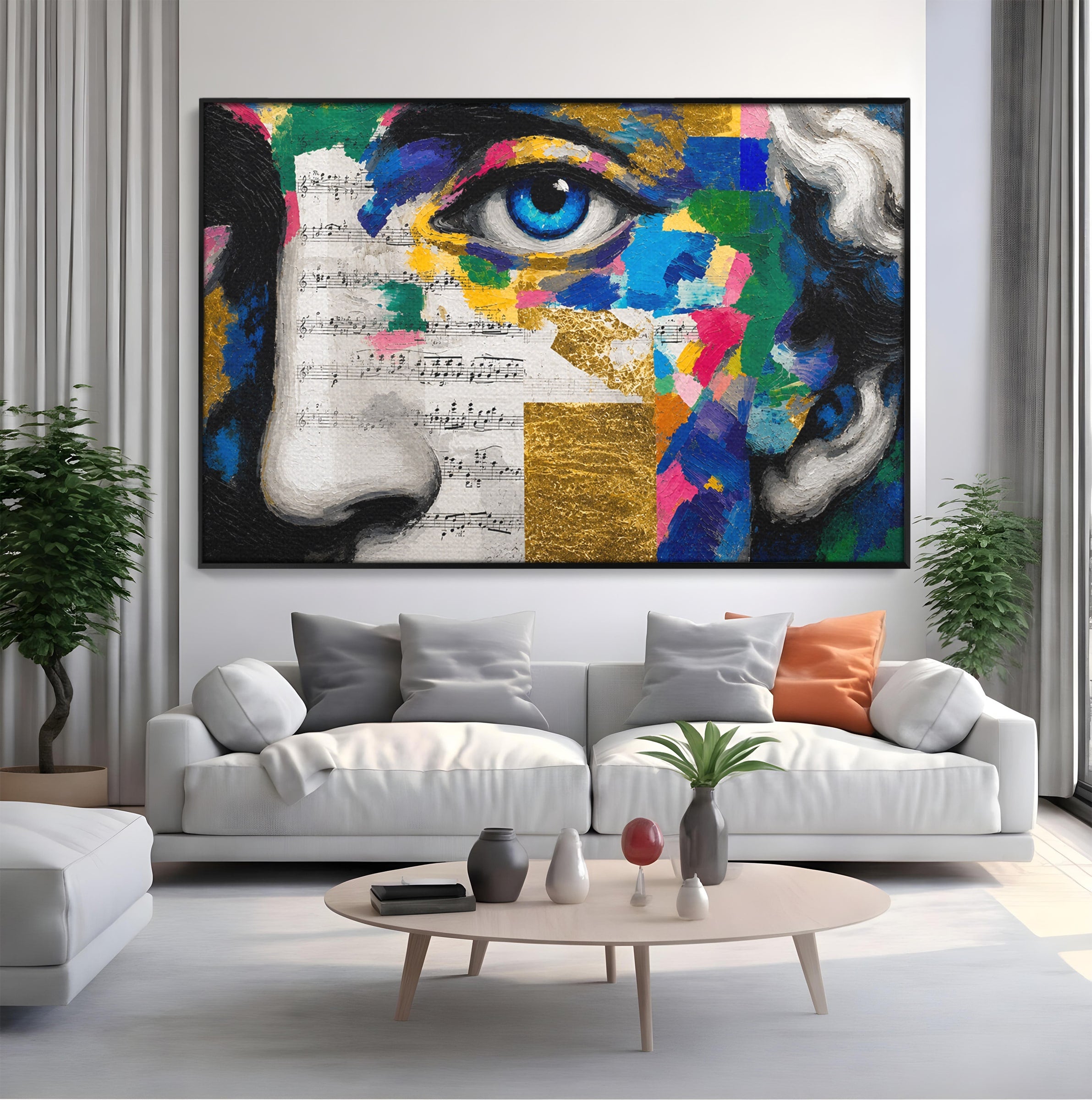 Tablou Canvas Premium LuxCanva® R1020, Privire Artistica Abstracție, Portret, Abstract, Muzica, Arta, Living, Culori Vibrante