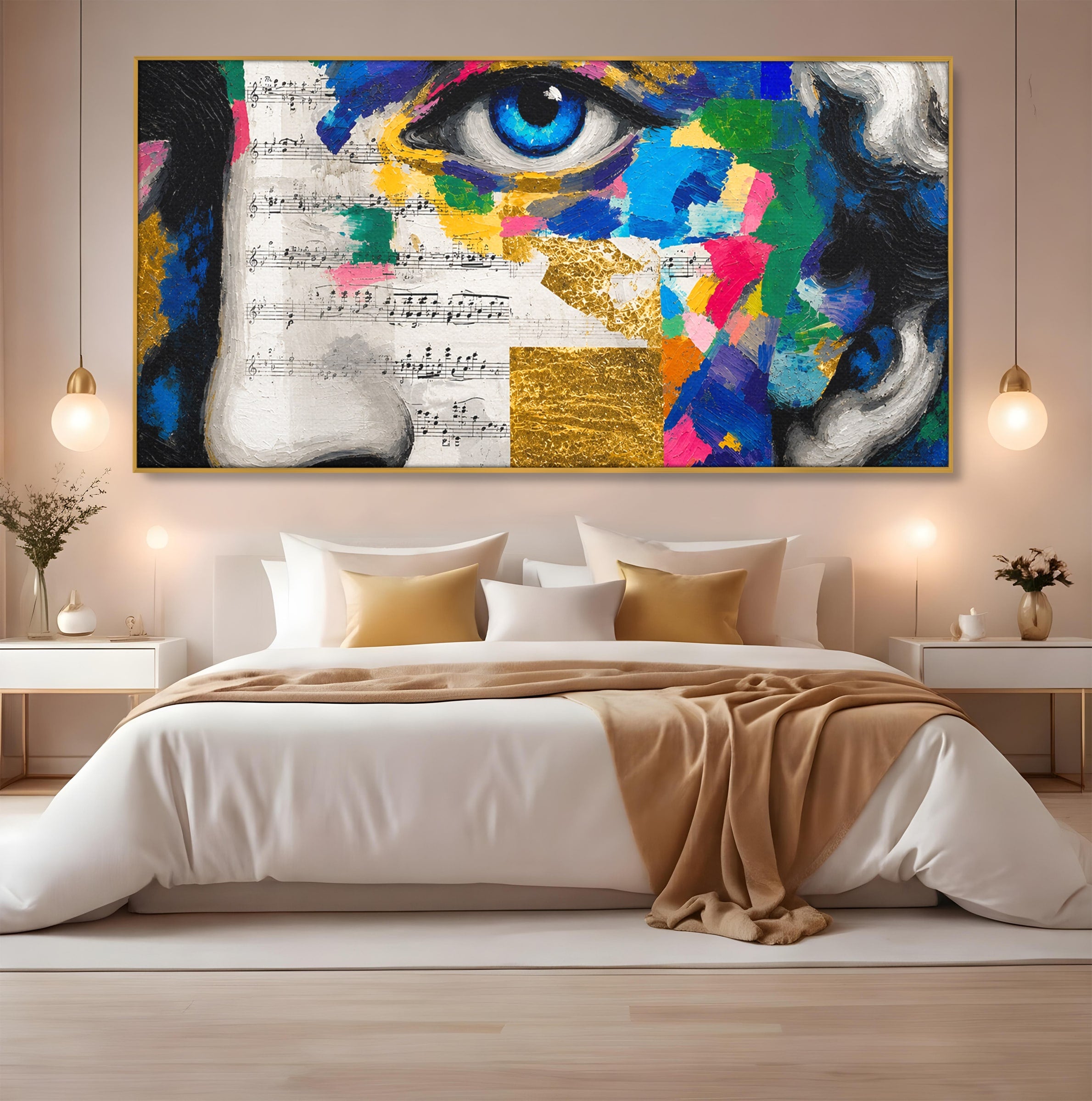 Tablou Canvas Premium LuxCanva® R1020, Privire Artistica Abstracție, Portret, Abstract, Muzica, Arta, Living, Culori Vibrante