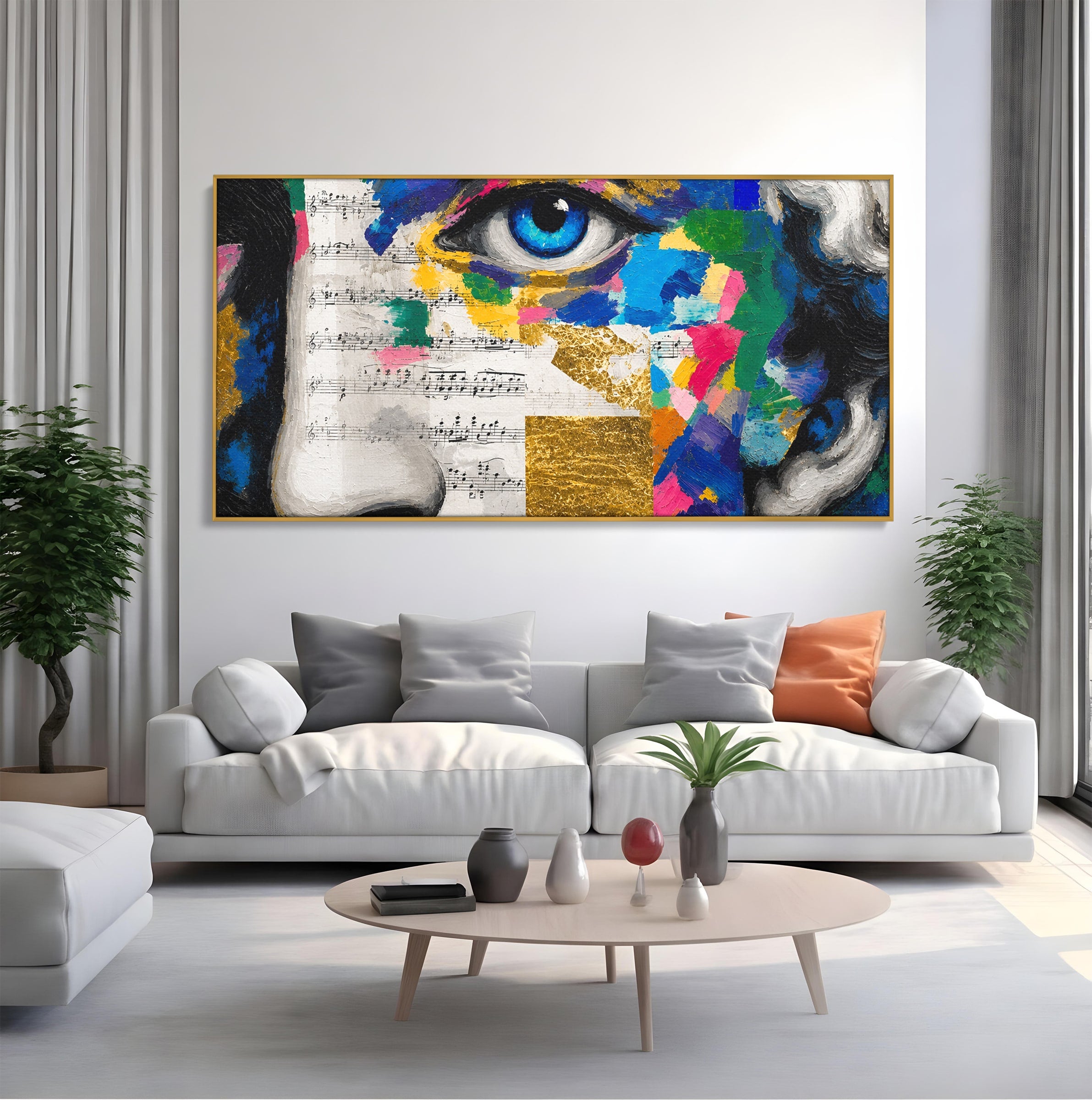 Tablou Canvas Premium LuxCanva® R1020, Privire Artistica Abstracție, Portret, Abstract, Muzica, Arta, Living, Culori Vibrante