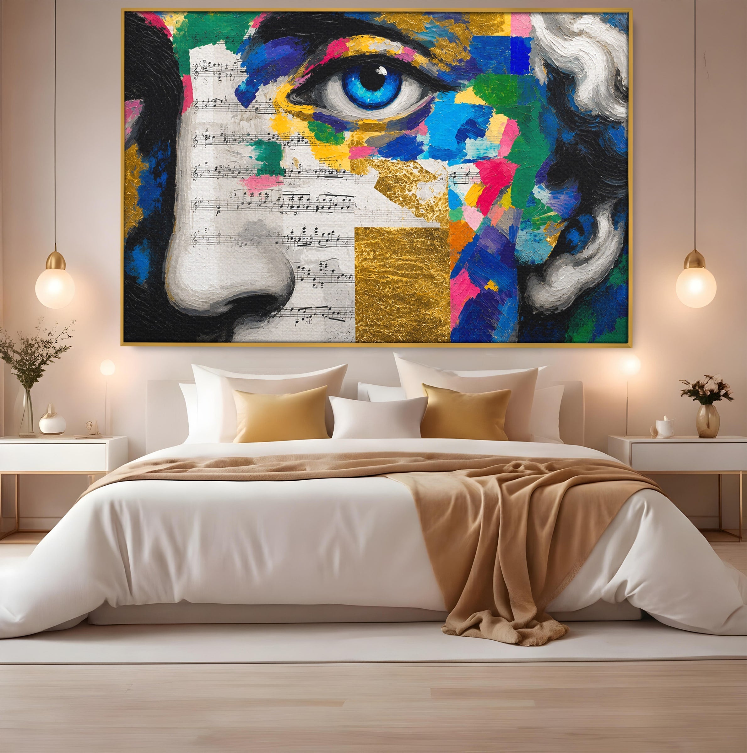 Tablou Canvas Premium LuxCanva® R1020, Privire Artistica Abstracție, Portret, Abstract, Muzica, Arta, Living, Culori Vibrante
