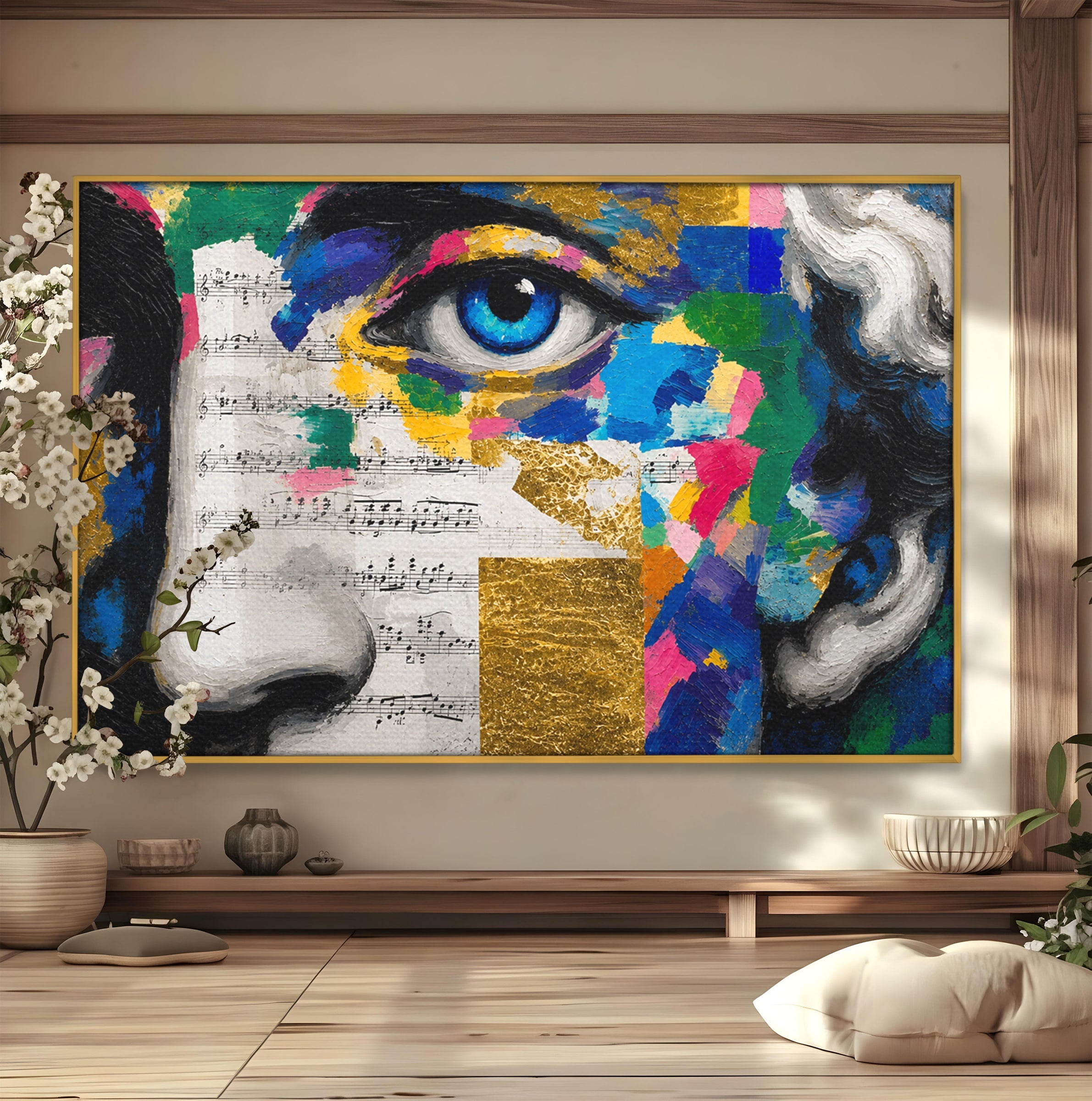 Tablou Canvas Premium LuxCanva® R1020, Privire Artistica Abstracție, Portret, Abstract, Muzica, Arta, Living, Culori Vibrante