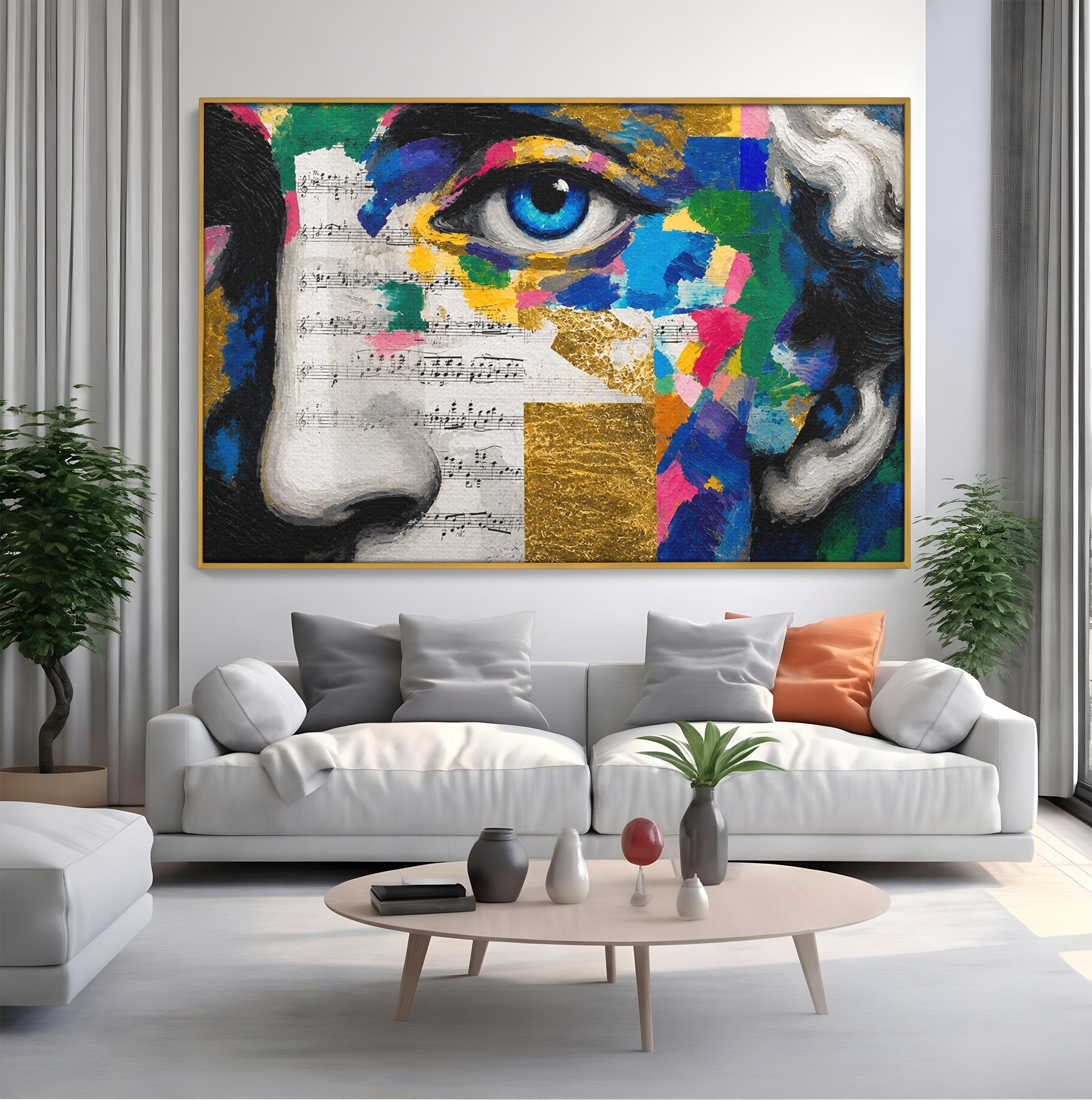 Tablou Canvas Premium LuxCanva® R1020, Privire Artistica Abstracție, Portret, Abstract, Muzica, Arta, Living, Culori Vibrante