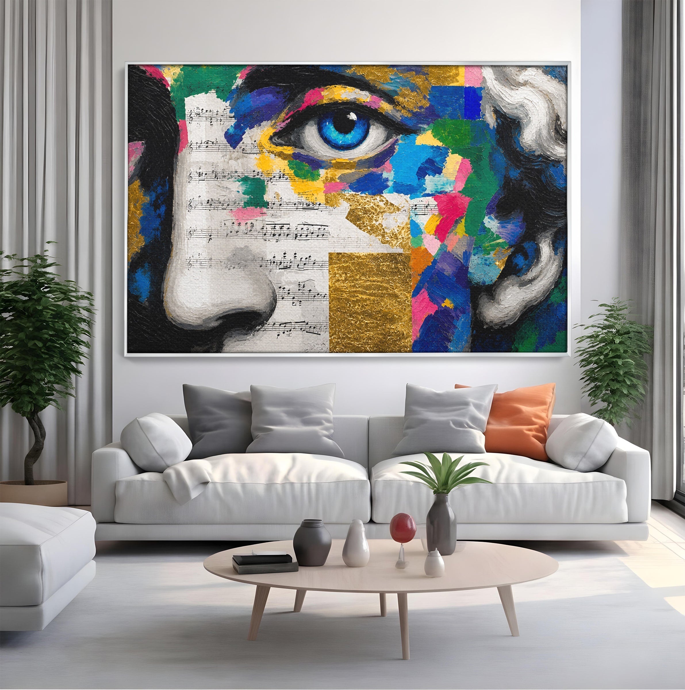Tablou Canvas Premium LuxCanva® R1020, Privire Artistica Abstracție, Portret, Abstract, Muzica, Arta, Living, Culori Vibrante
