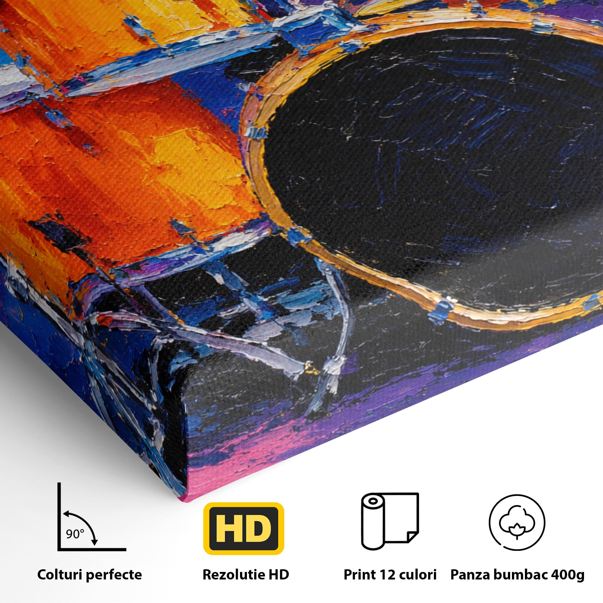 Tablou Canvas Premium LuxCanva® R1022, Set De Tobe Vibrant, Tobe, Muzica, Arta Abstracta, Energetic, Living, Culori Vibrante