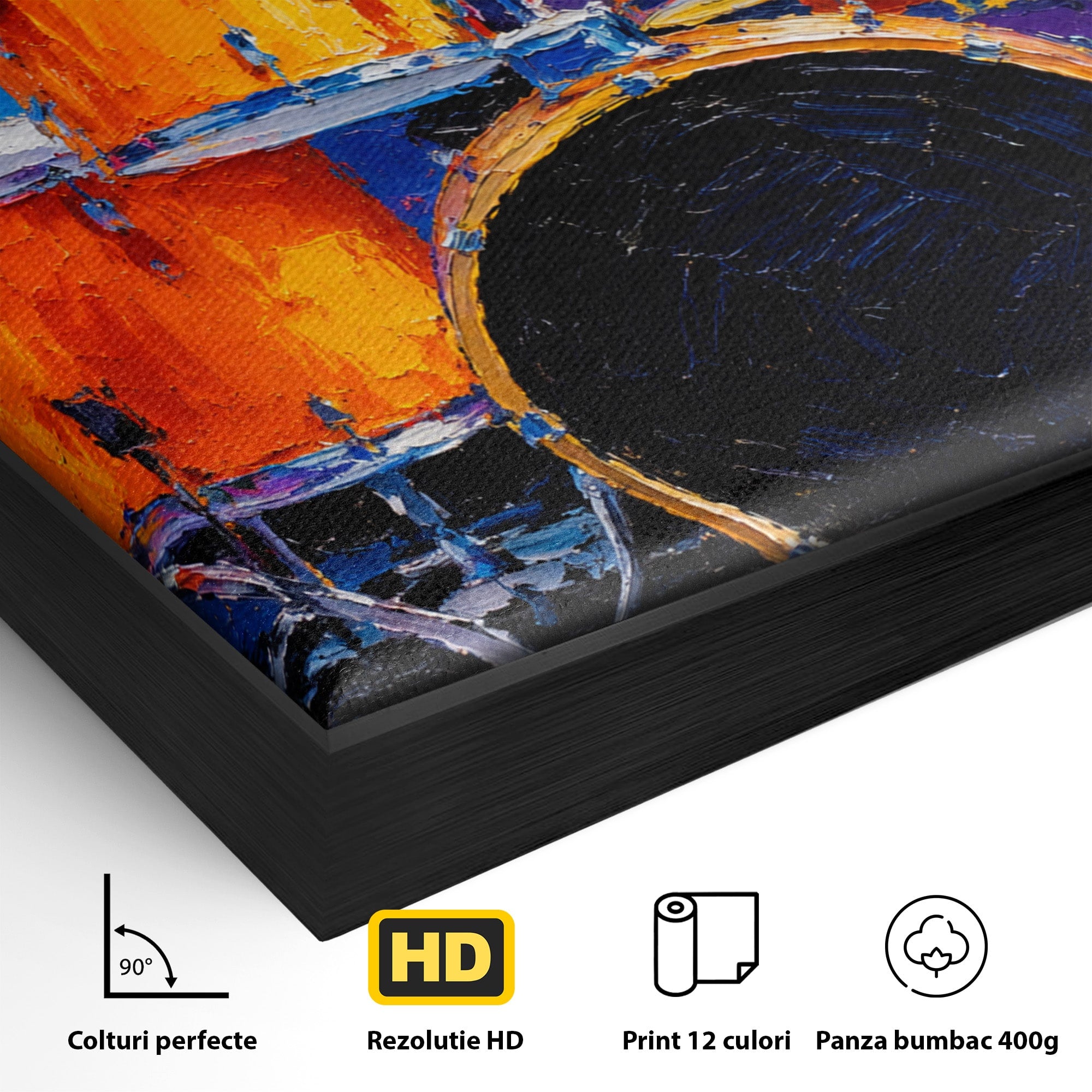 Tablou Canvas Premium LuxCanva® R1022, Set De Tobe Vibrant, Tobe, Muzica, Arta Abstracta, Energetic, Living, Culori Vibrante