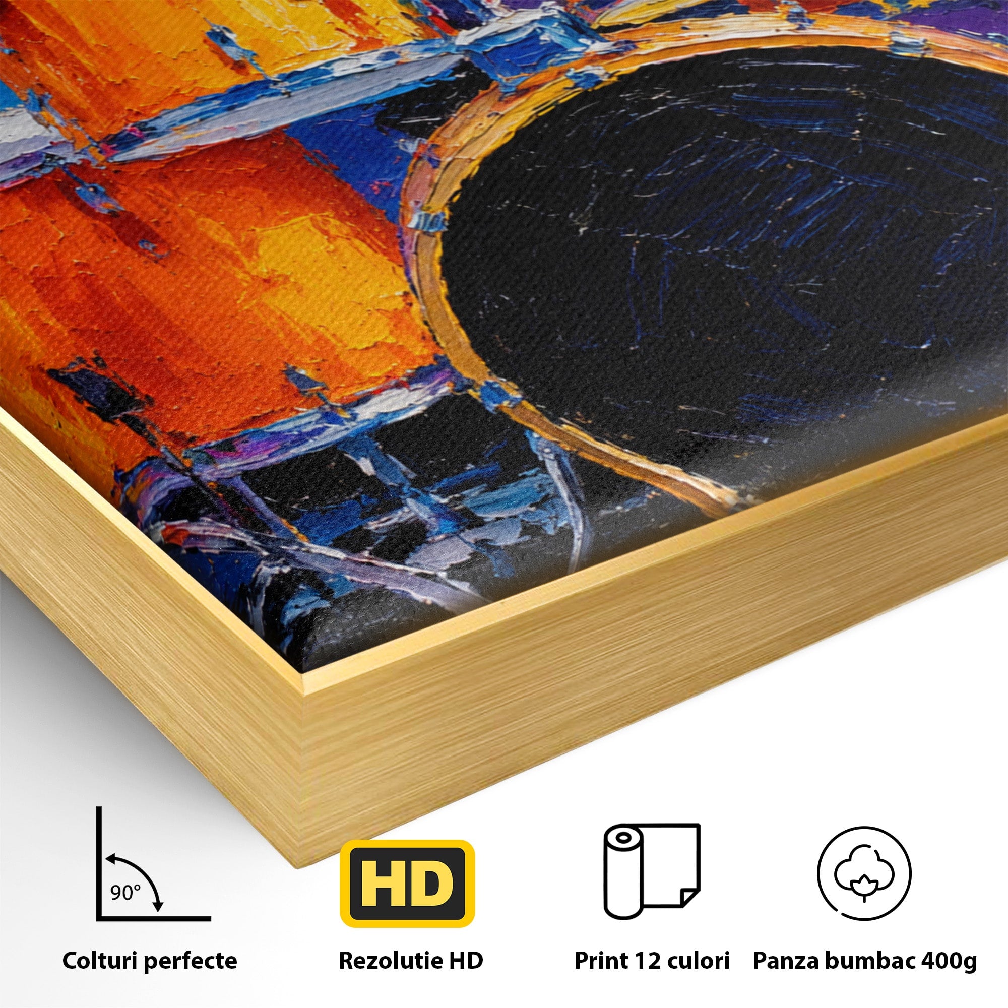 Tablou Canvas Premium LuxCanva® R1022, Set De Tobe Vibrant, Tobe, Muzica, Arta Abstracta, Energetic, Living, Culori Vibrante