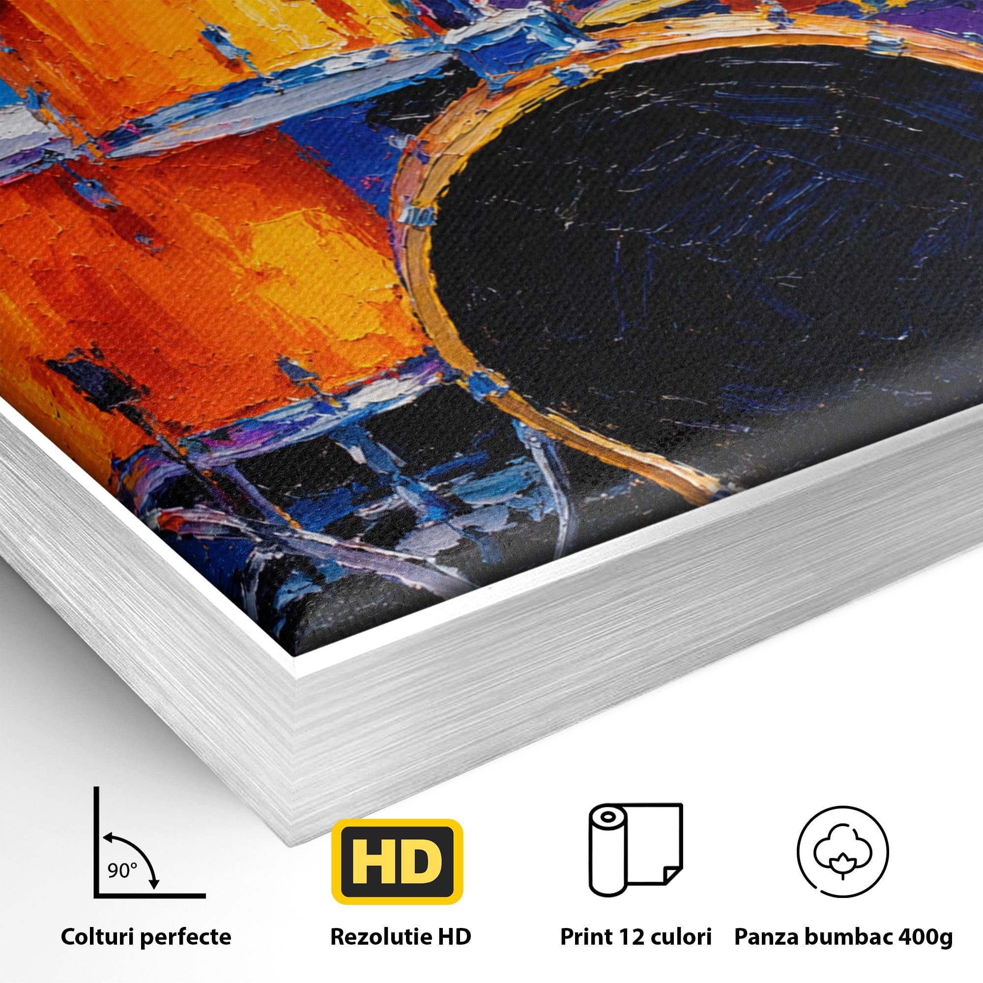 Tablou Canvas Premium LuxCanva® R1022, Set De Tobe Vibrant, Tobe, Muzica, Arta Abstracta, Energetic, Living, Culori Vibrante