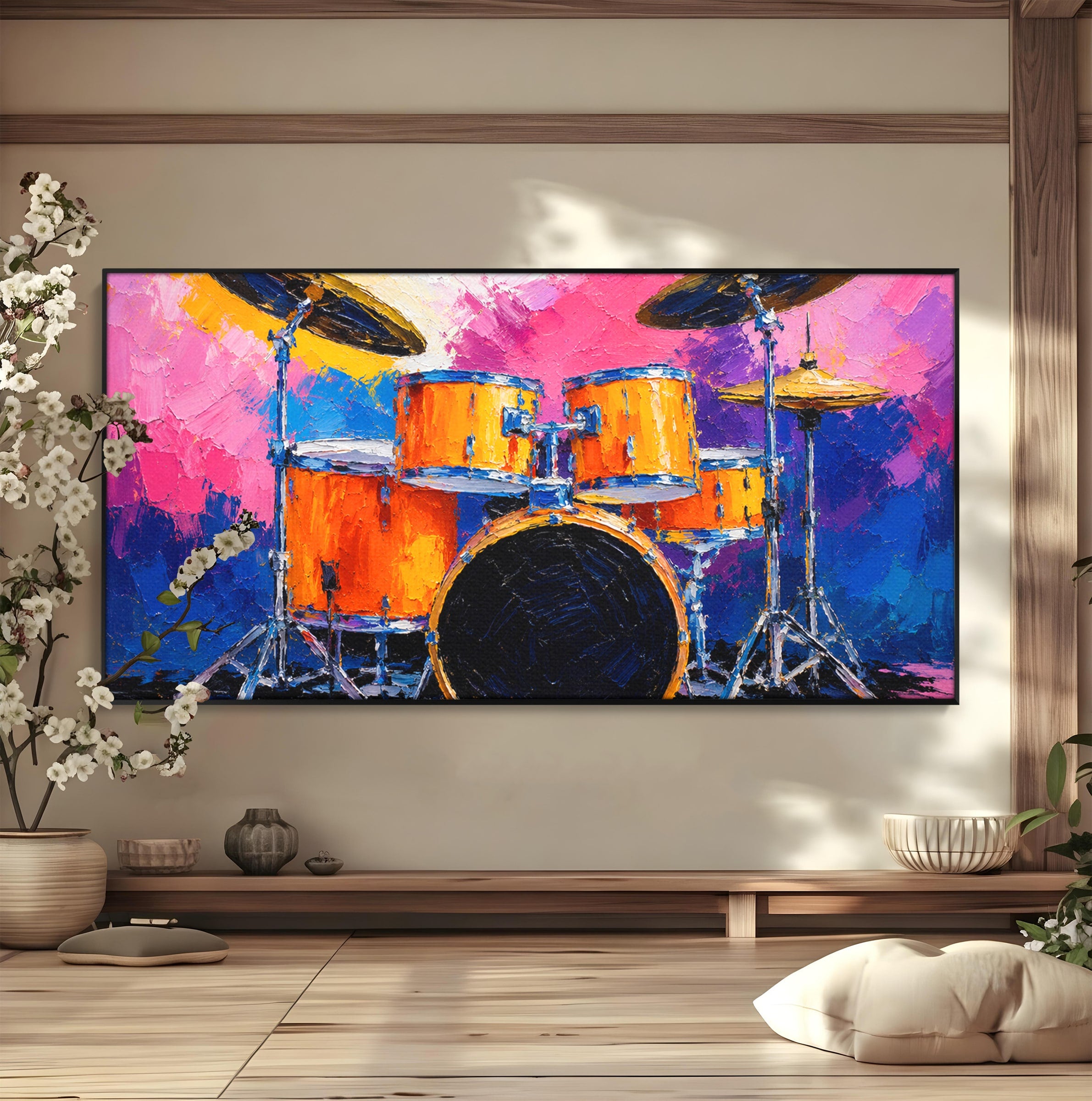 Tablou Canvas Premium LuxCanva® R1022, Set De Tobe Vibrant, Tobe, Muzica, Arta Abstracta, Energetic, Living, Culori Vibrante