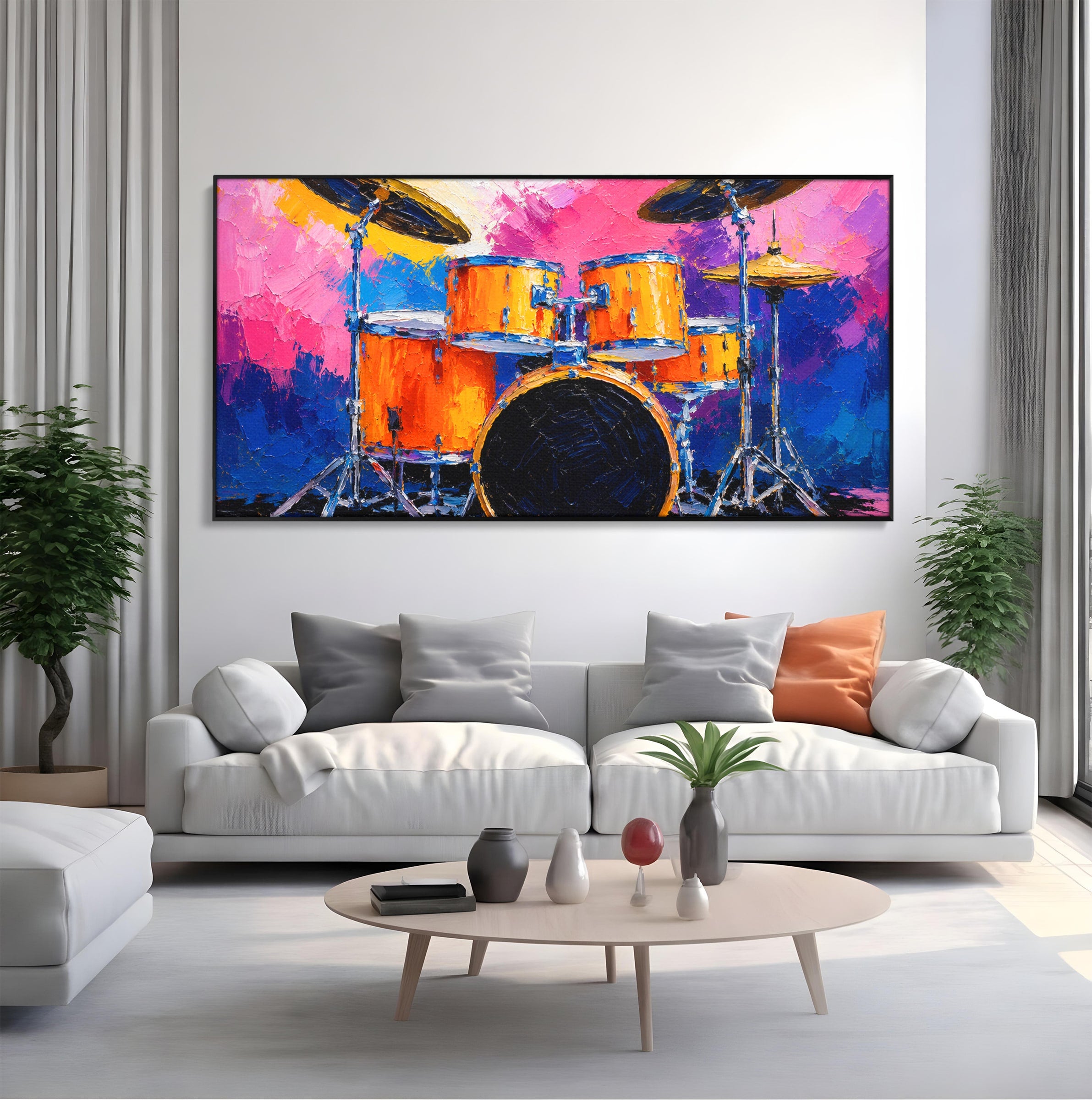 Tablou Canvas Premium LuxCanva® R1022, Set De Tobe Vibrant, Tobe, Muzica, Arta Abstracta, Energetic, Living, Culori Vibrante
