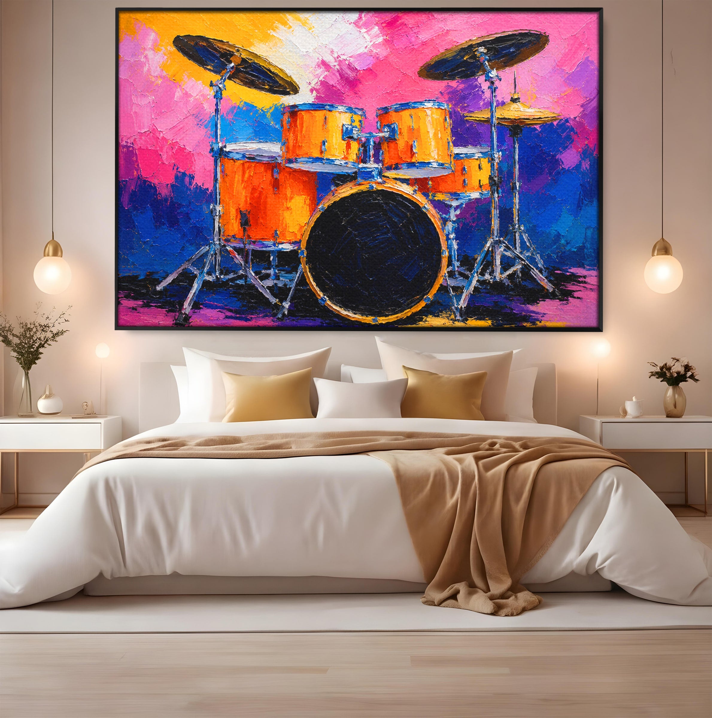Tablou Canvas Premium LuxCanva® R1022, Set De Tobe Vibrant, Tobe, Muzica, Arta Abstracta, Energetic, Living, Culori Vibrante