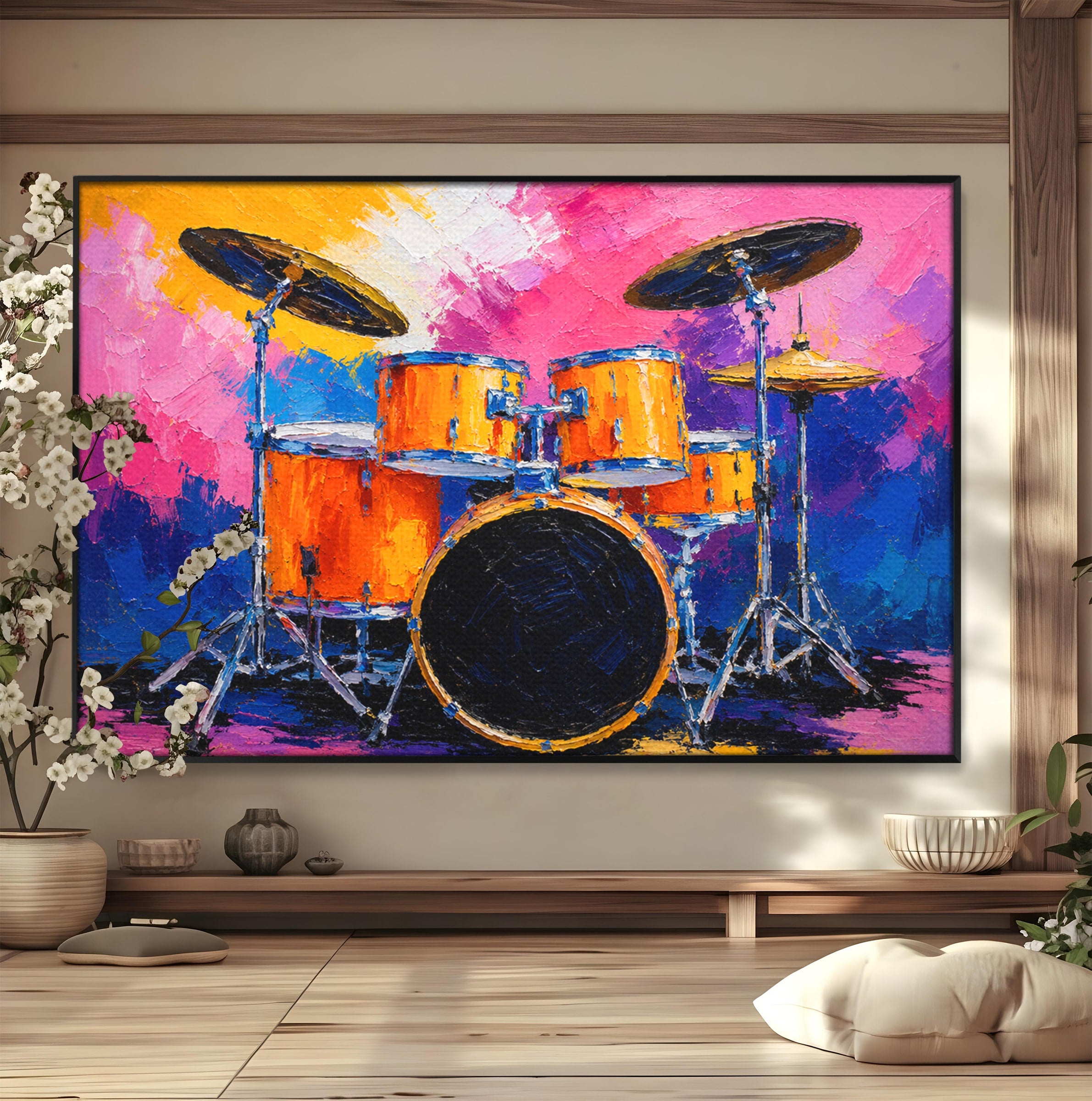 Tablou Canvas Premium LuxCanva® R1022, Set De Tobe Vibrant, Tobe, Muzica, Arta Abstracta, Energetic, Living, Culori Vibrante