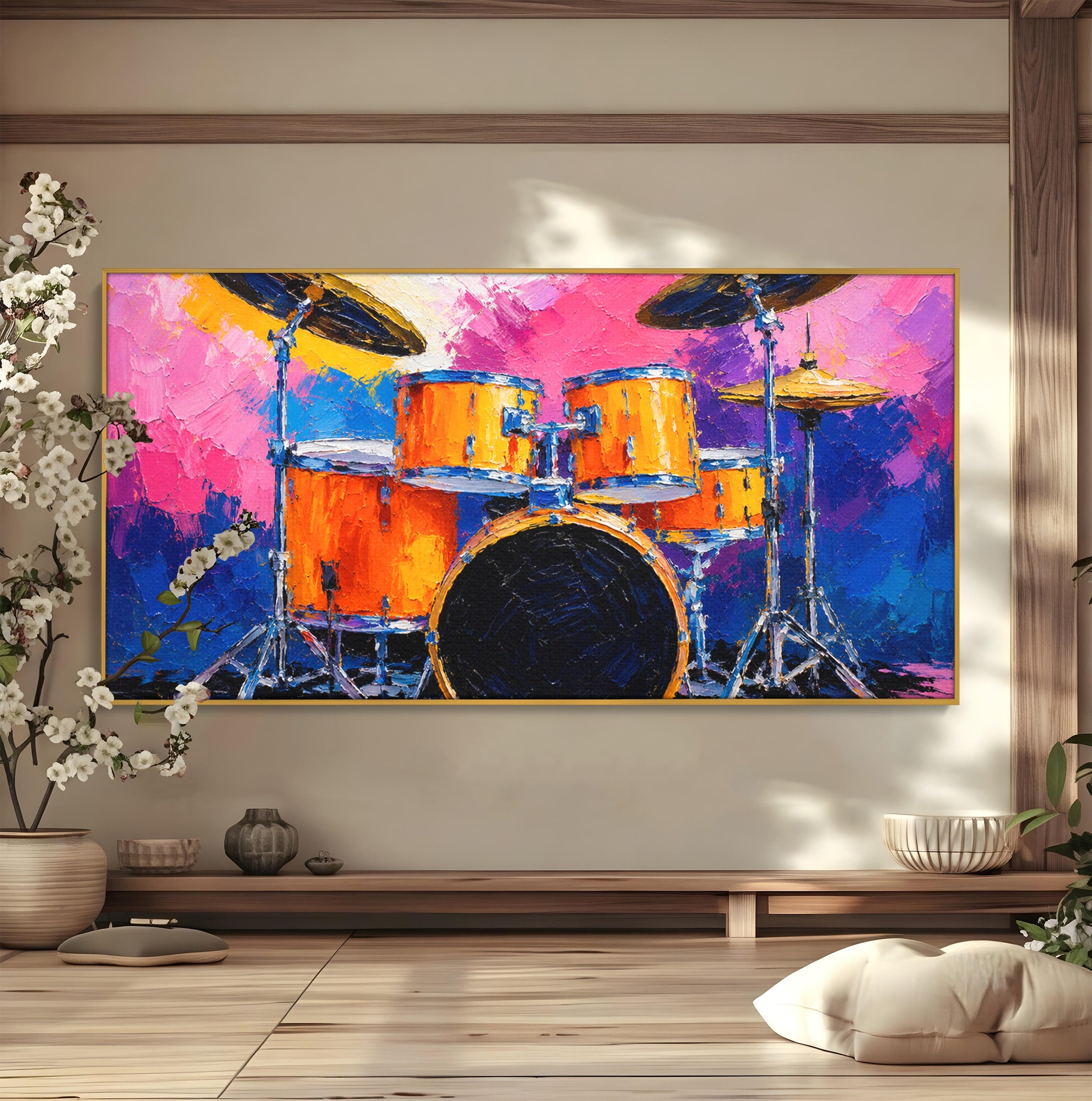 Tablou Canvas Premium LuxCanva® R1022, Set De Tobe Vibrant, Tobe, Muzica, Arta Abstracta, Energetic, Living, Culori Vibrante