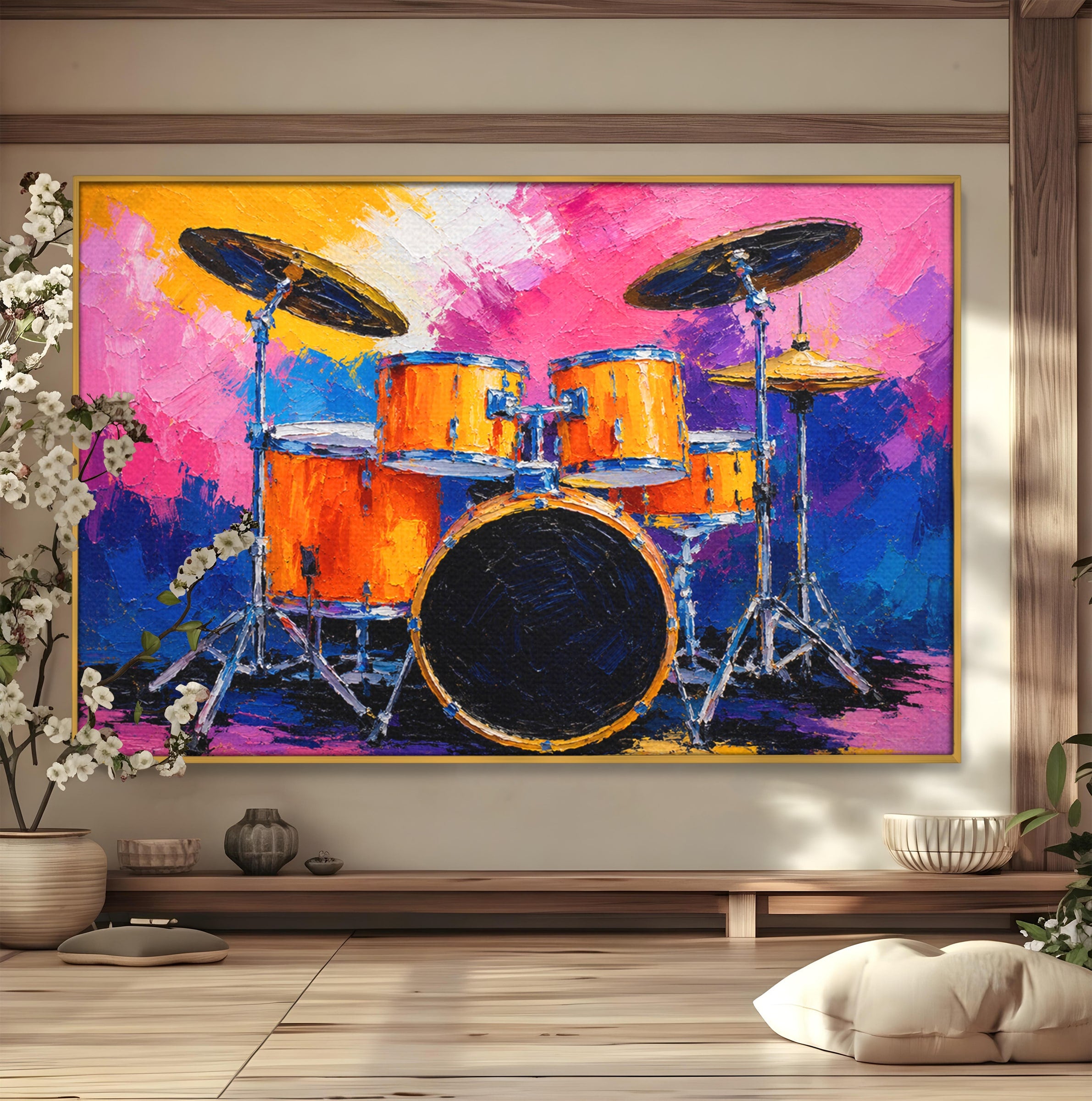 Tablou Canvas Premium LuxCanva® R1022, Set De Tobe Vibrant, Tobe, Muzica, Arta Abstracta, Energetic, Living, Culori Vibrante
