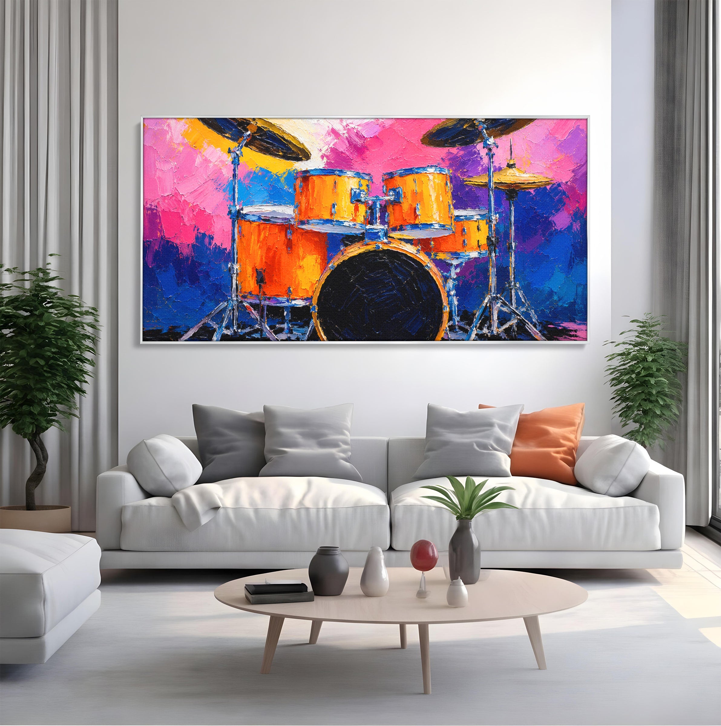 Tablou Canvas Premium LuxCanva® R1022, Set De Tobe Vibrant, Tobe, Muzica, Arta Abstracta, Energetic, Living, Culori Vibrante