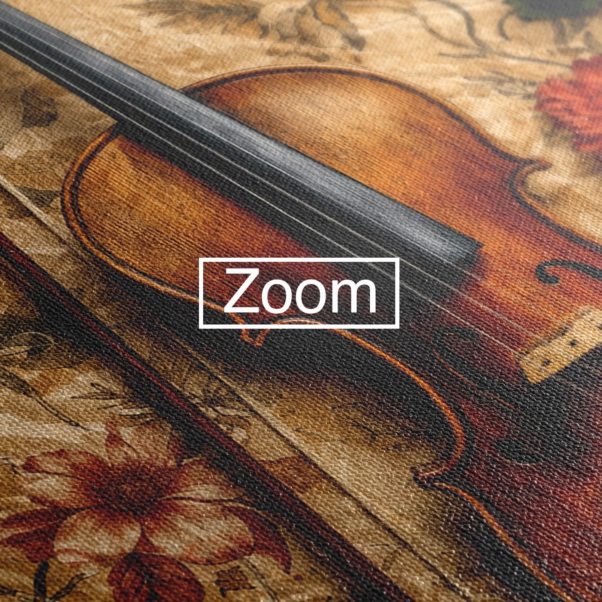 Tablou Canvas Premium LuxCanva® R1023, Vioara Vintage, Vioara, Flori, Vintage, Muzica, Living, Culori Vibrante