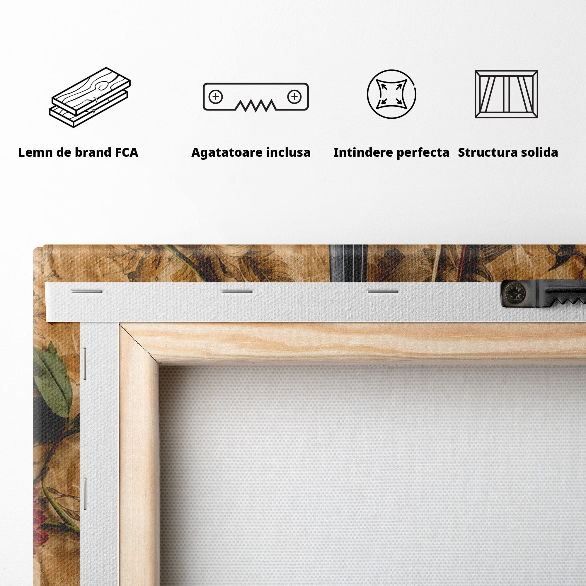 Tablou Canvas Premium LuxCanva® R1023, Vioara Vintage, Vioara, Flori, Vintage, Muzica, Living, Culori Vibrante
