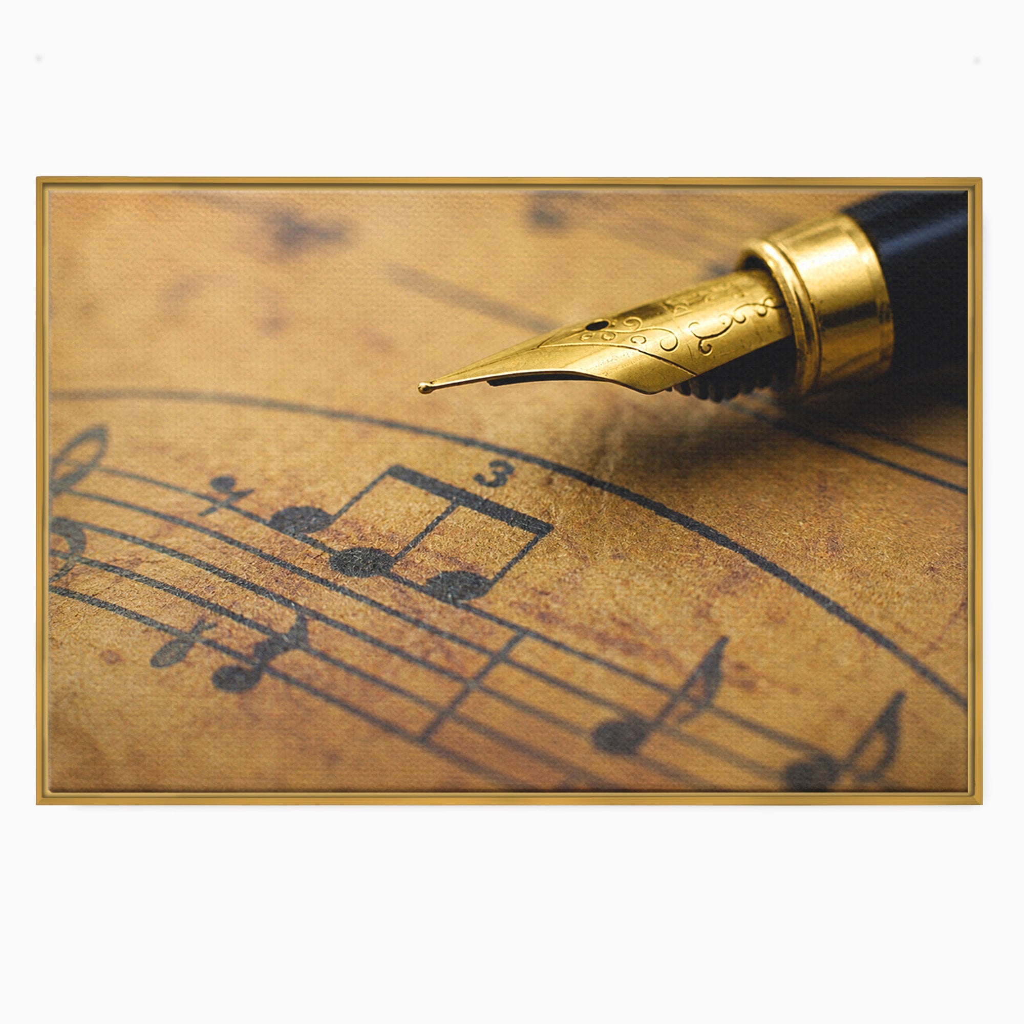 Tablou Canvas Premium LuxCanva® R1024, Armonii Muzicale, Muzica, Partitura, Stilou, Insemnari, Birou, Vintage, Culori Vibrante