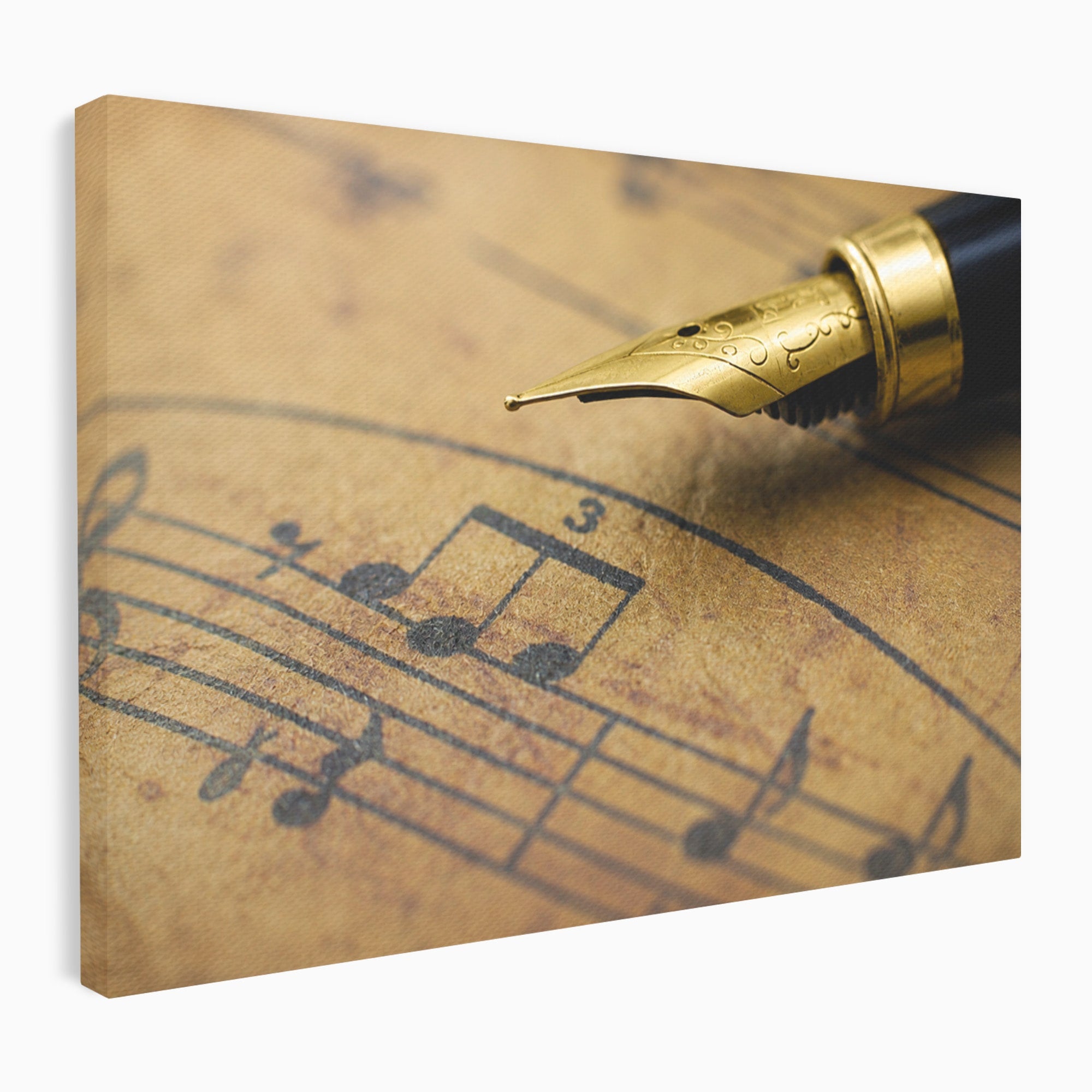 Tablou Canvas Premium LuxCanva® R1024, Armonii Muzicale, Muzica, Partitura, Stilou, Insemnari, Birou, Vintage, Culori Vibrante