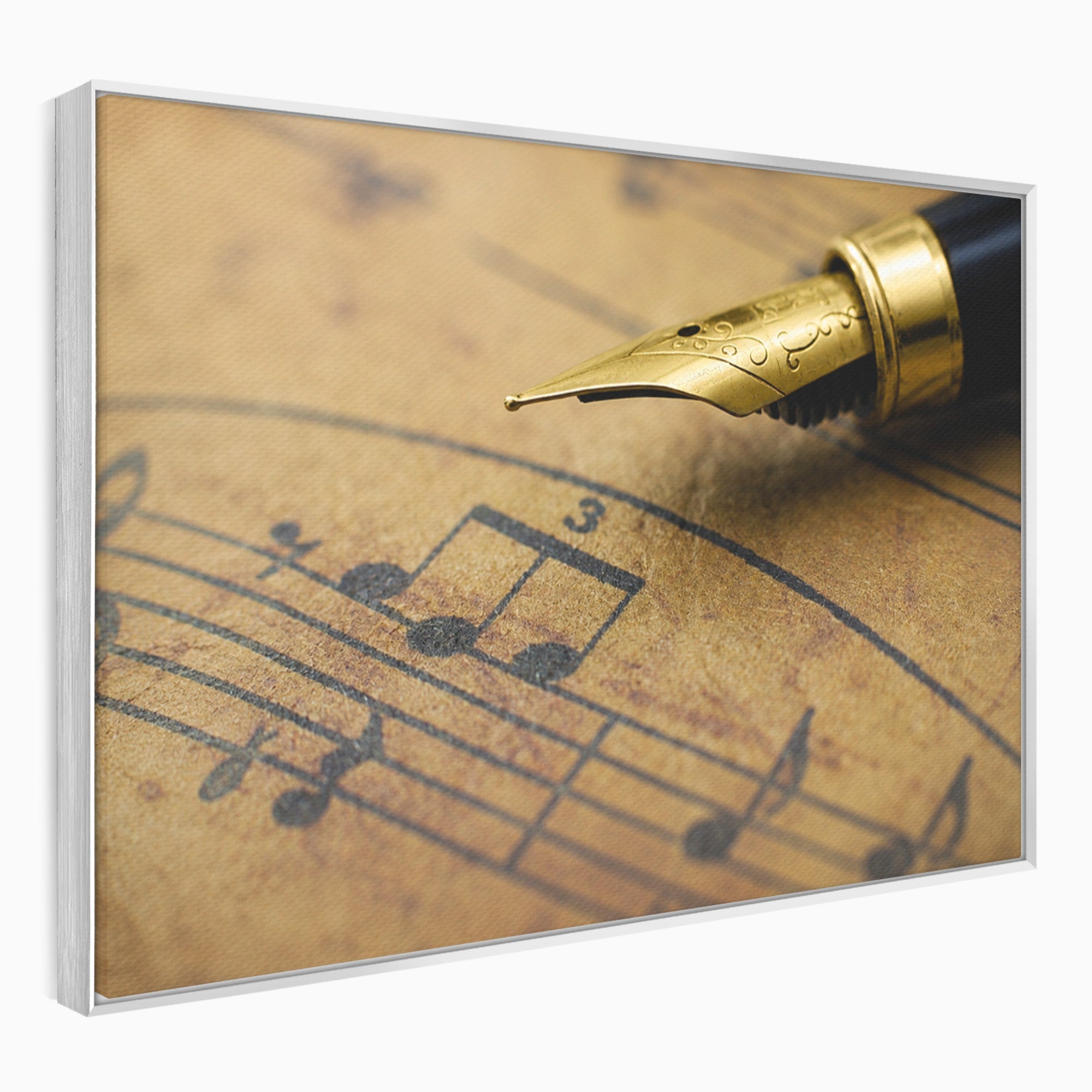 Tablou Canvas Premium LuxCanva® R1024, Armonii Muzicale, Muzica, Partitura, Stilou, Insemnari, Birou, Vintage, Culori Vibrante