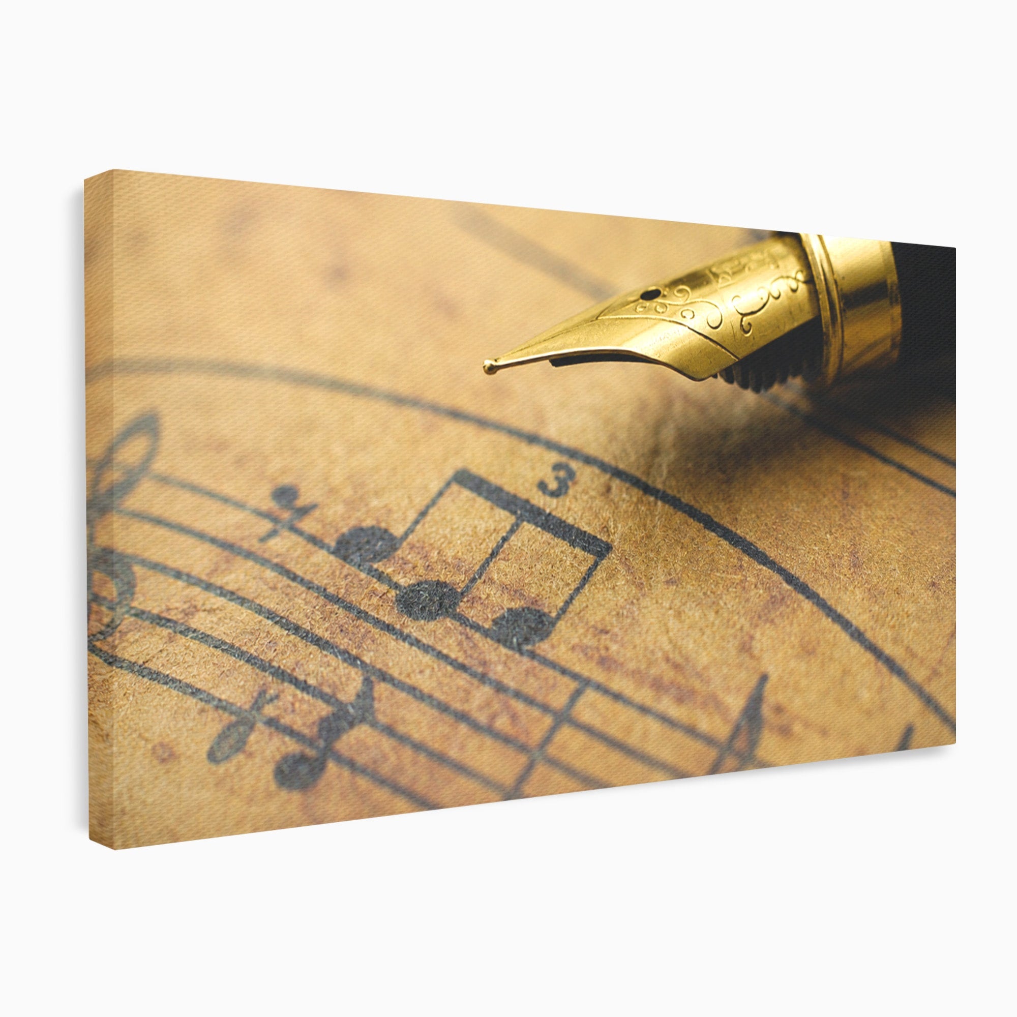Tablou Canvas Premium LuxCanva® R1024, Armonii Muzicale, Muzica, Partitura, Stilou, Insemnari, Birou, Vintage, Culori Vibrante
