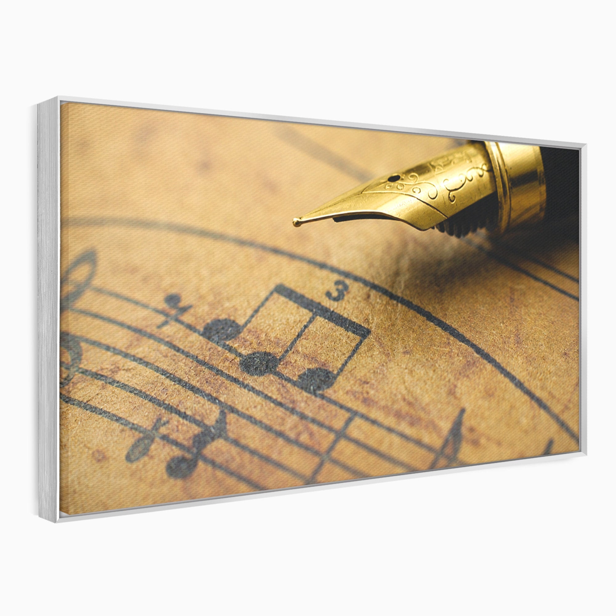 Tablou Canvas Premium LuxCanva® R1024, Armonii Muzicale, Muzica, Partitura, Stilou, Insemnari, Birou, Vintage, Culori Vibrante