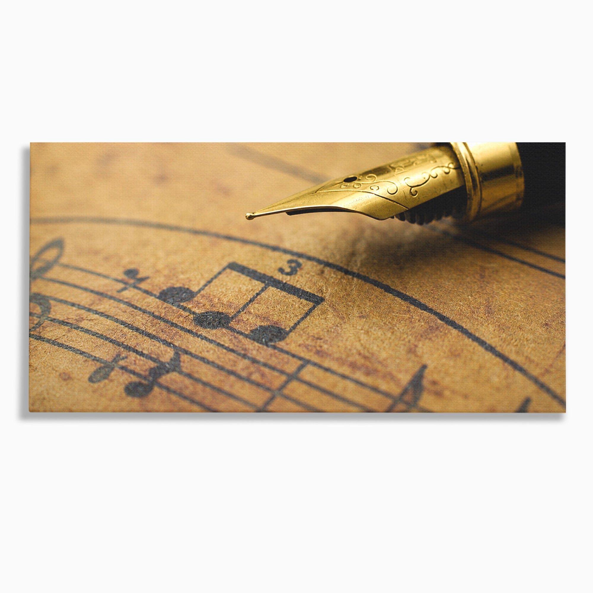 Tablou Canvas Premium LuxCanva® R1024, Armonii Muzicale, Muzica, Partitura, Stilou, Insemnari, Birou, Vintage, Culori Vibrante