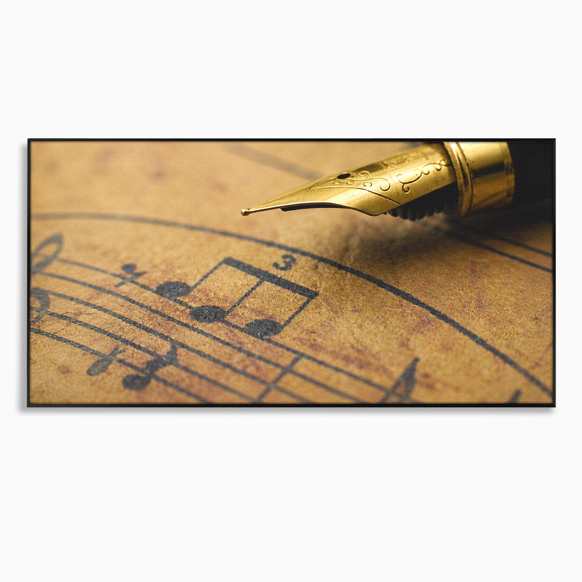 Tablou Canvas Premium LuxCanva® R1024, Armonii Muzicale, Muzica, Partitura, Stilou, Insemnari, Birou, Vintage, Culori Vibrante