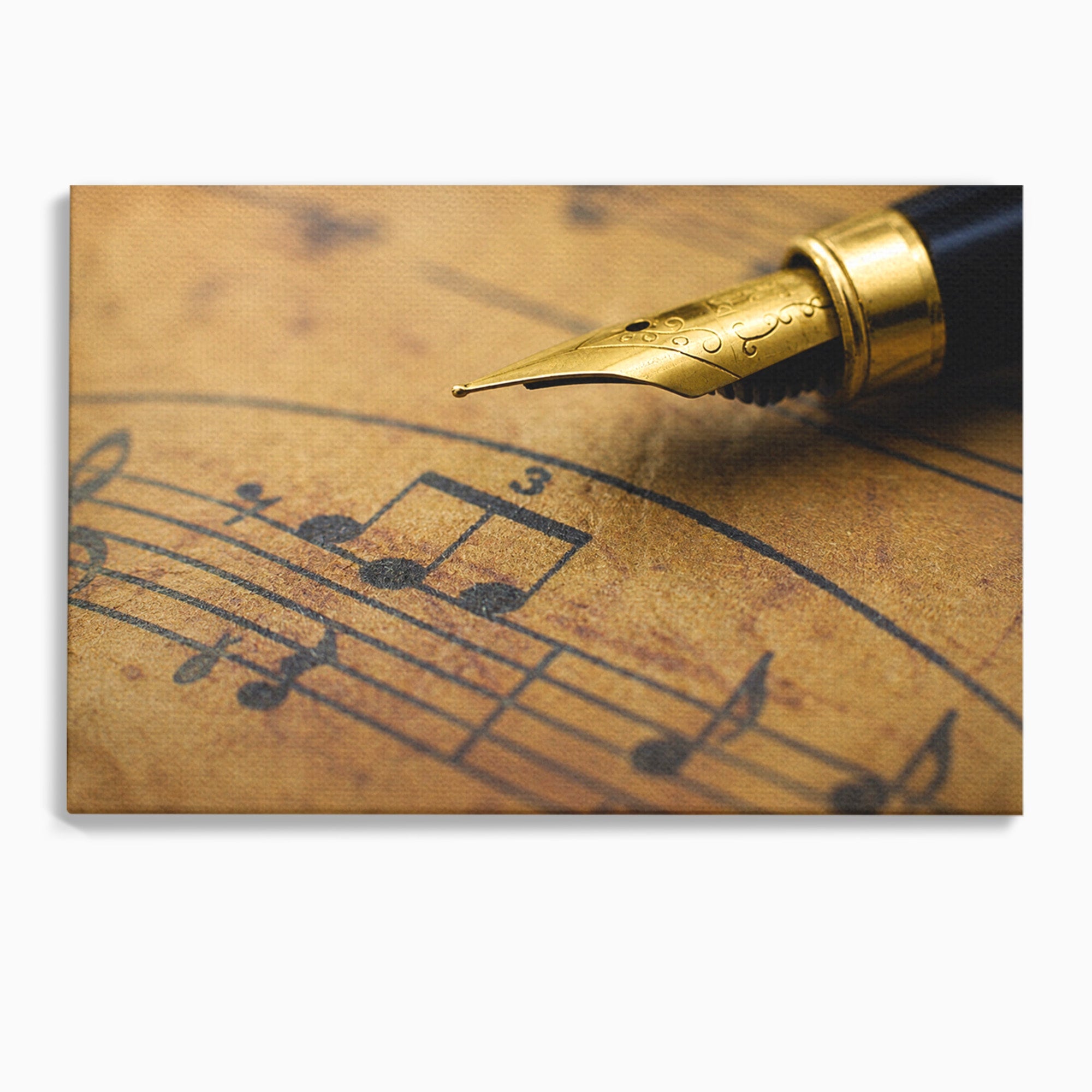 Tablou Canvas Premium LuxCanva® R1024, Armonii Muzicale, Muzica, Partitura, Stilou, Insemnari, Birou, Vintage, Culori Vibrante