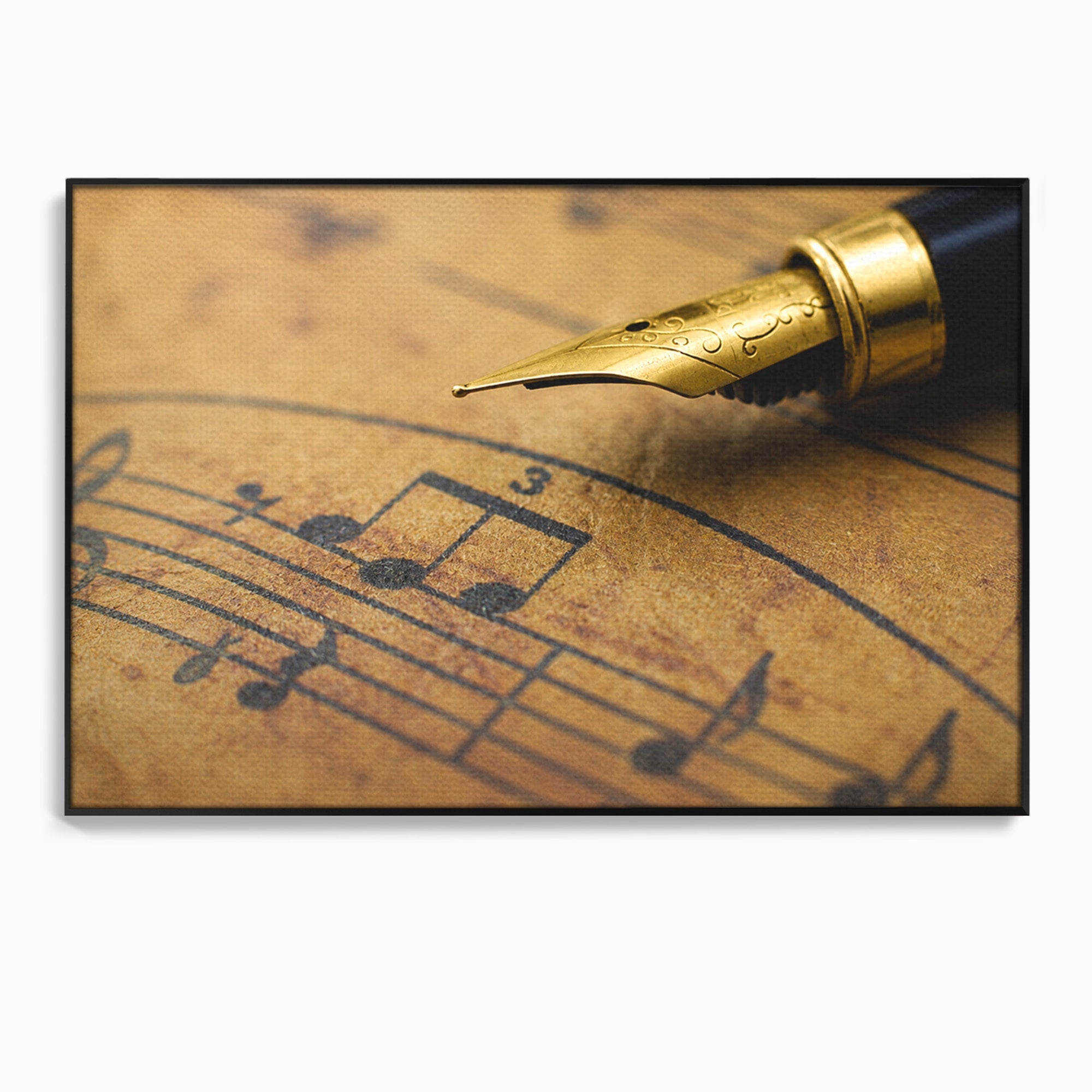 Tablou Canvas Premium LuxCanva® R1024, Armonii Muzicale, Muzica, Partitura, Stilou, Insemnari, Birou, Vintage, Culori Vibrante