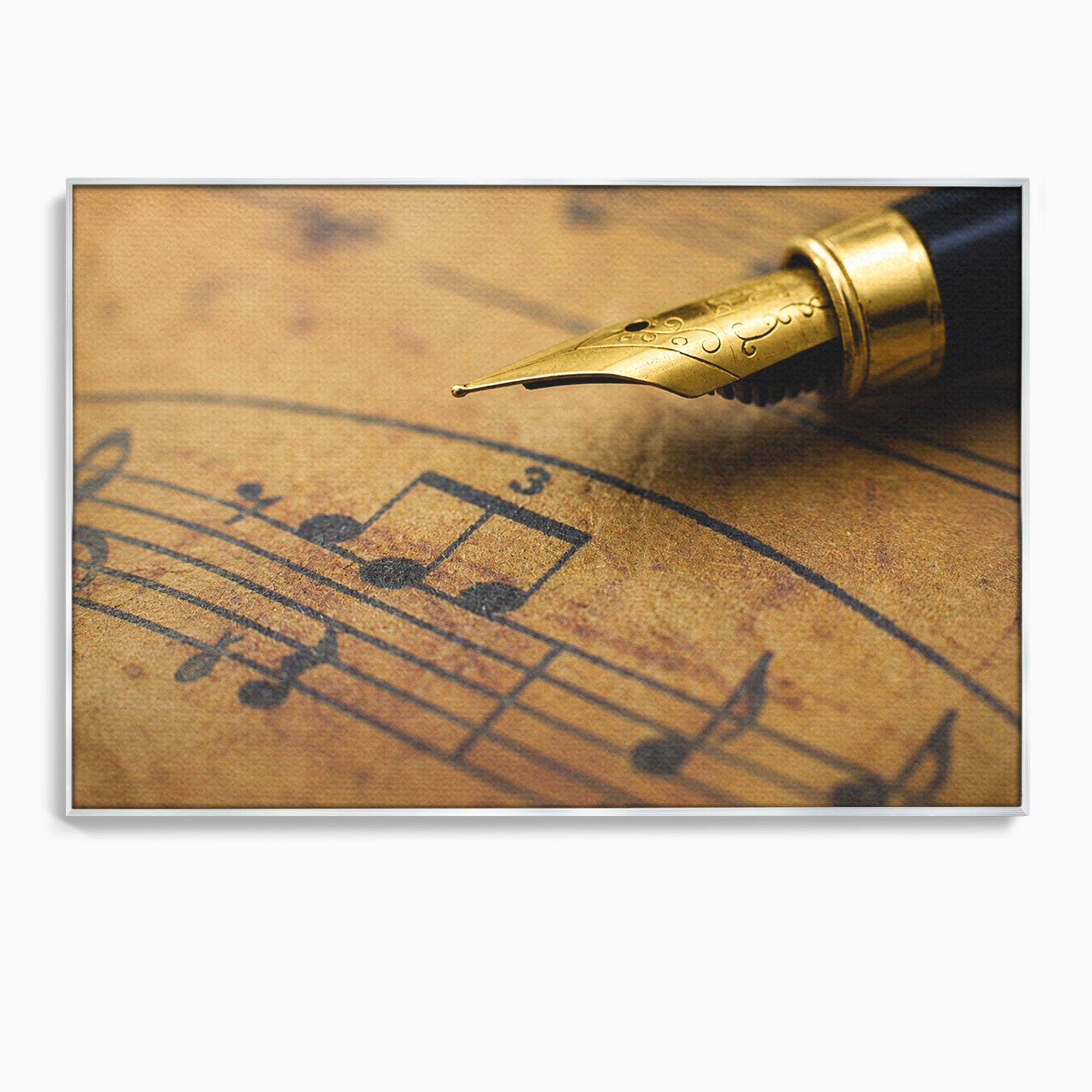 Tablou Canvas Premium LuxCanva® R1024, Armonii Muzicale, Muzica, Partitura, Stilou, Insemnari, Birou, Vintage, Culori Vibrante