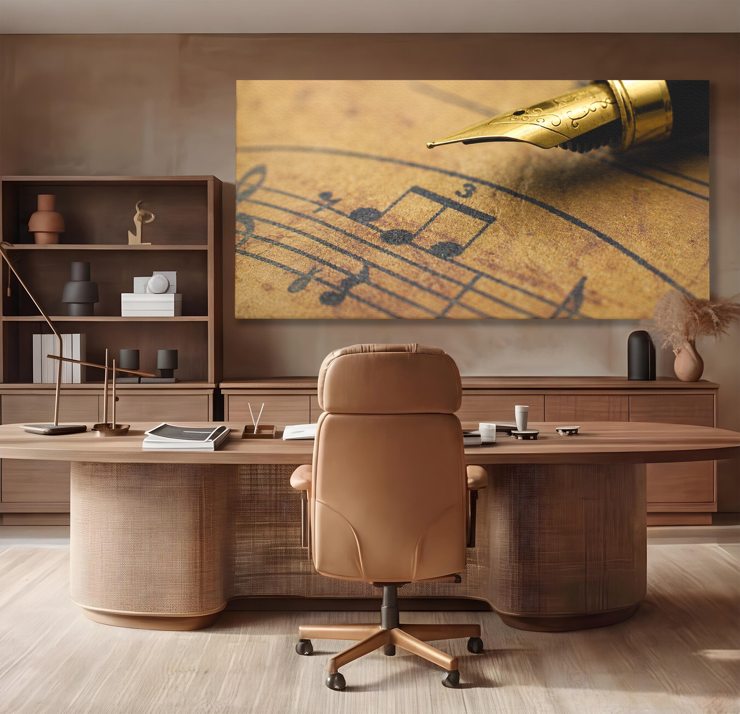Tablou Canvas Premium LuxCanva® R1024, Armonii Muzicale, Muzica, Partitura, Stilou, Insemnari, Birou, Vintage, Culori Vibrante
