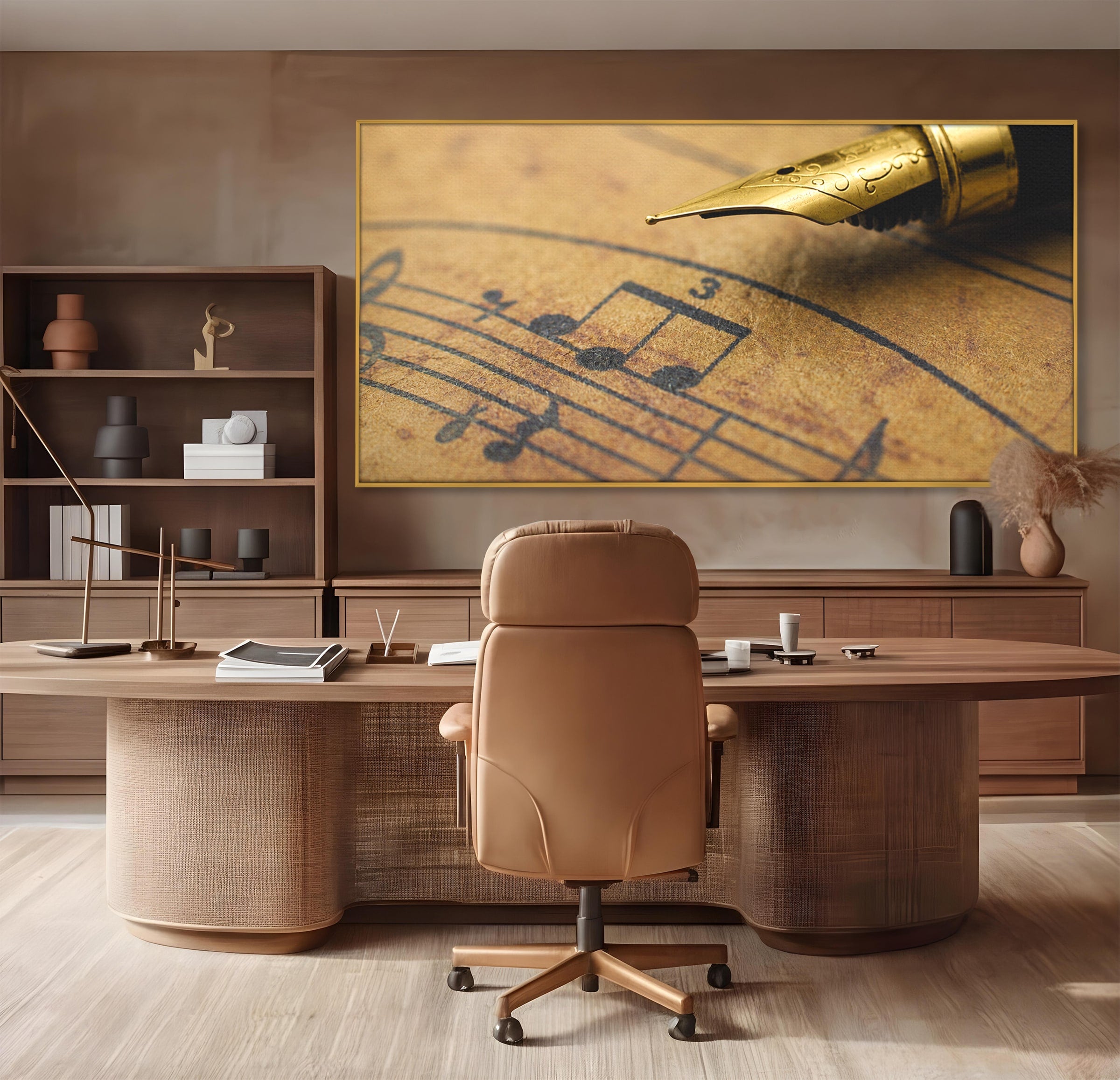 Tablou Canvas Premium LuxCanva® R1024, Armonii Muzicale, Muzica, Partitura, Stilou, Insemnari, Birou, Vintage, Culori Vibrante
