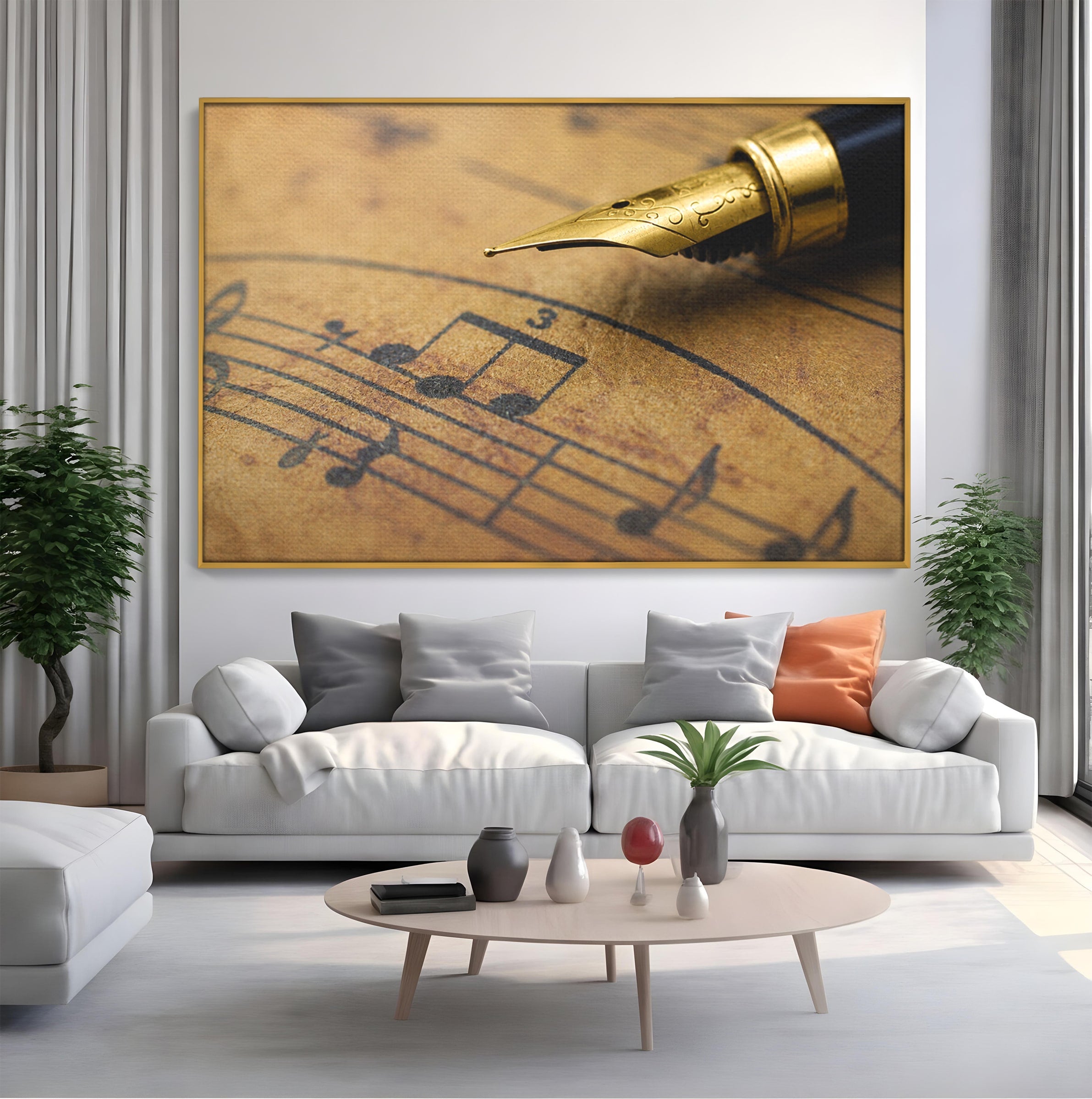 Tablou Canvas Premium LuxCanva® R1024, Armonii Muzicale, Muzica, Partitura, Stilou, Insemnari, Birou, Vintage, Culori Vibrante