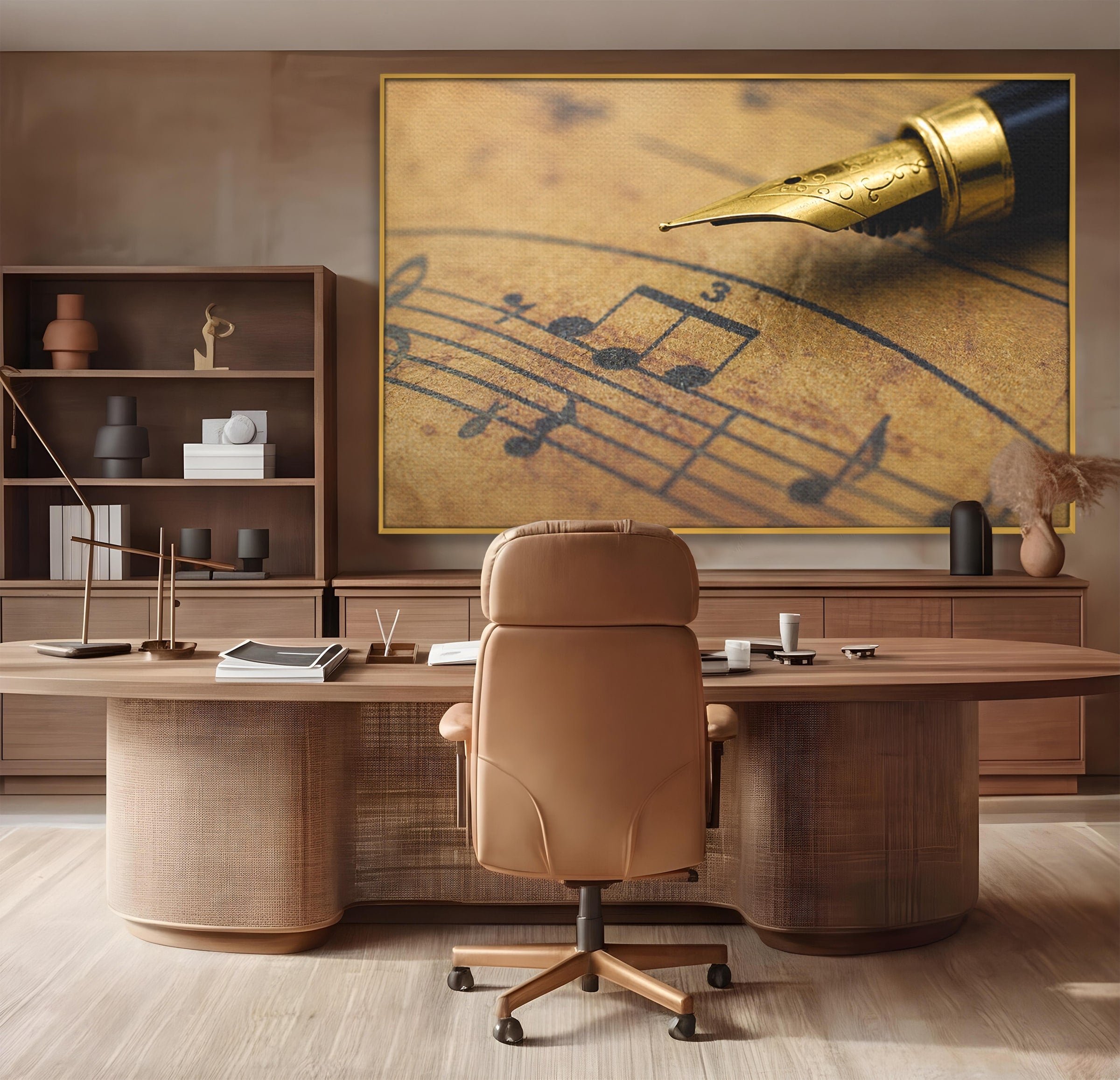 Tablou Canvas Premium LuxCanva® R1024, Armonii Muzicale, Muzica, Partitura, Stilou, Insemnari, Birou, Vintage, Culori Vibrante