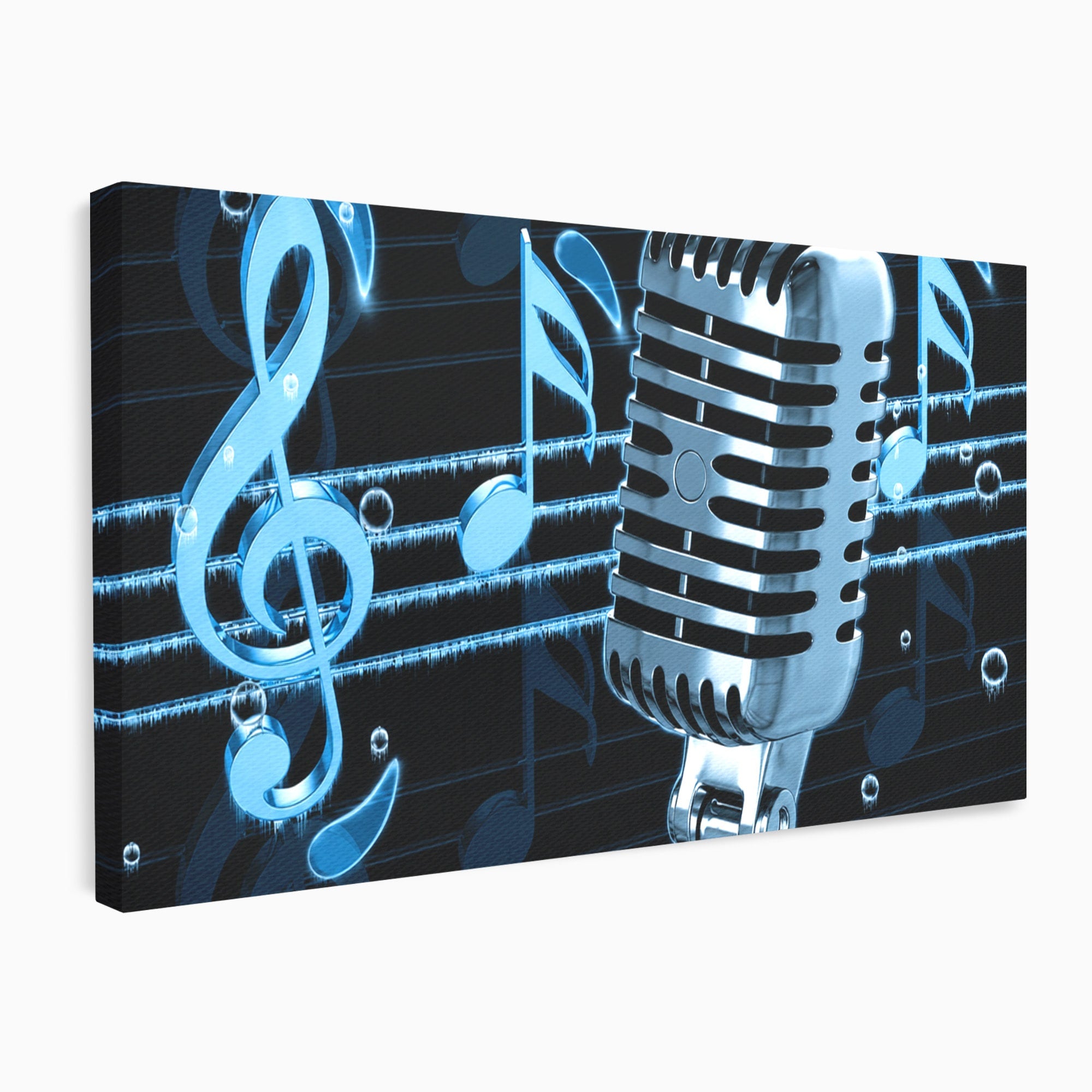 Tablou Canvas Premium LuxCanva® R1025, Microfon Retro Muzical, Microfon, Muzica, Retro, Note Muzicale, Birou, Living, Culori Vibrante
