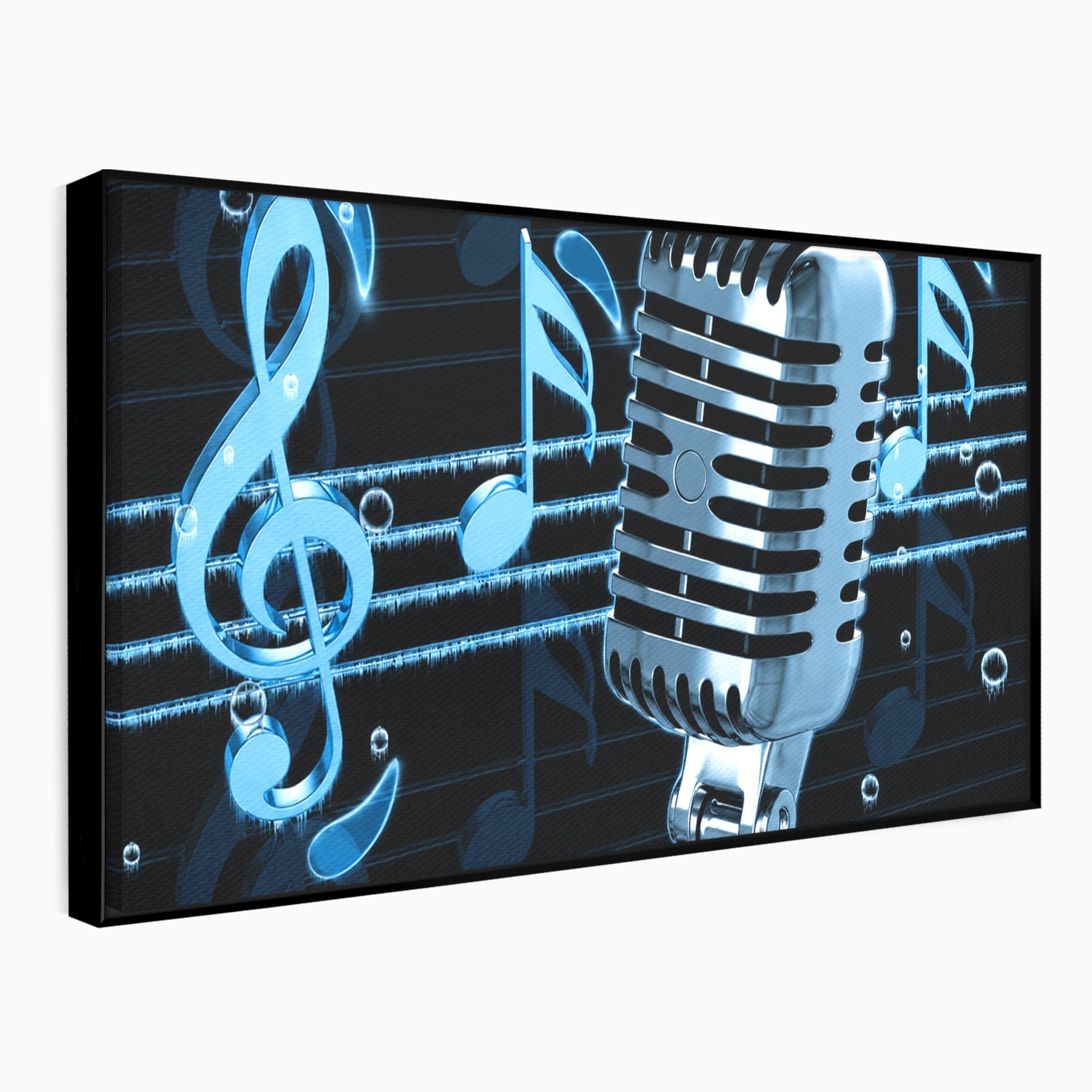 Tablou Canvas Premium LuxCanva® R1025, Microfon Retro Muzical, Microfon, Muzica, Retro, Note Muzicale, Birou, Living, Culori Vibrante
