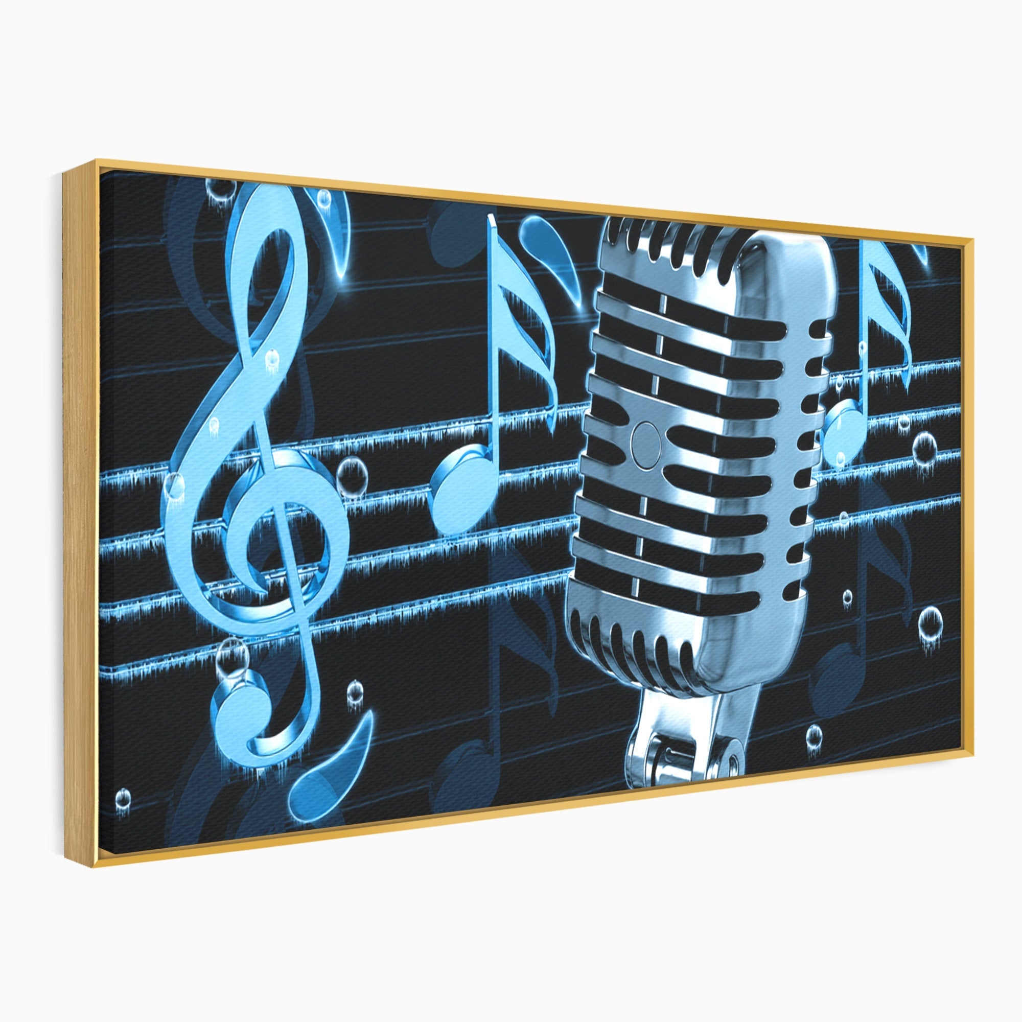 Tablou Canvas Premium LuxCanva® R1025, Microfon Retro Muzical, Microfon, Muzica, Retro, Note Muzicale, Birou, Living, Culori Vibrante
