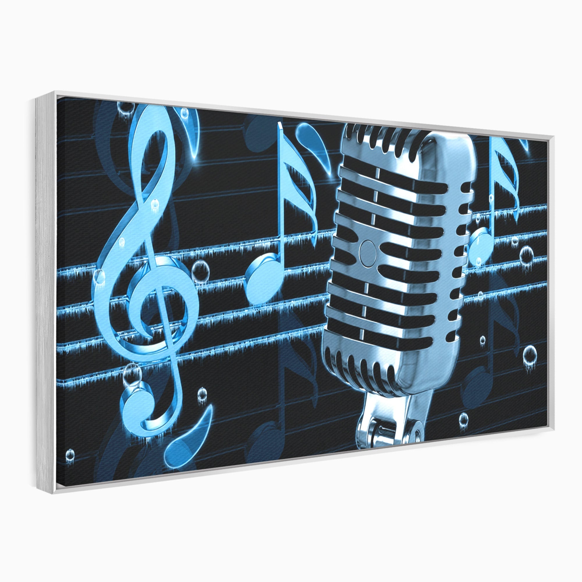 Tablou Canvas Premium LuxCanva® R1025, Microfon Retro Muzical, Microfon, Muzica, Retro, Note Muzicale, Birou, Living, Culori Vibrante