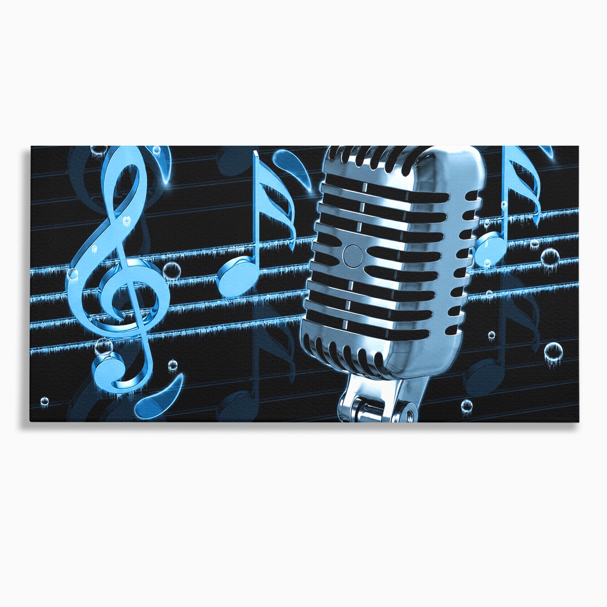 Tablou Canvas Premium LuxCanva® R1025, Microfon Retro Muzical, Microfon, Muzica, Retro, Note Muzicale, Birou, Living, Culori Vibrante