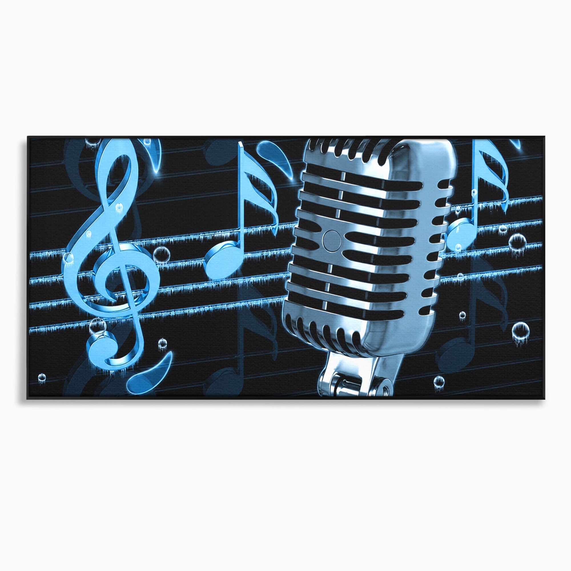 Tablou Canvas Premium LuxCanva® R1025, Microfon Retro Muzical, Microfon, Muzica, Retro, Note Muzicale, Birou, Living, Culori Vibrante