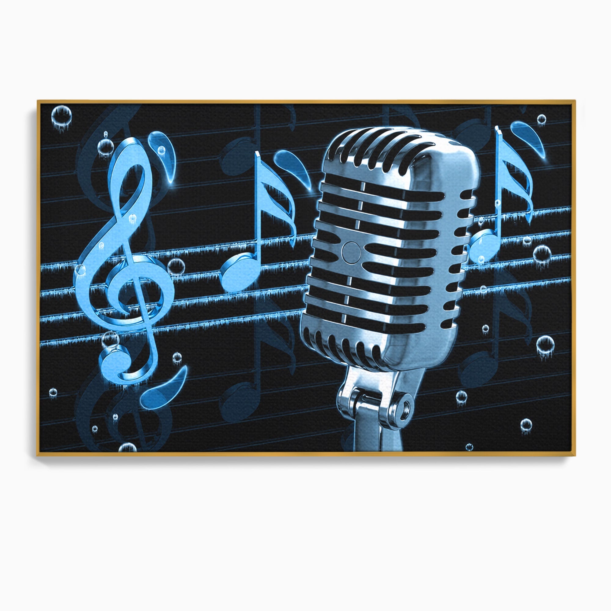 Tablou Canvas Premium LuxCanva® R1025, Microfon Retro Muzical, Microfon, Muzica, Retro, Note Muzicale, Birou, Living, Culori Vibrante