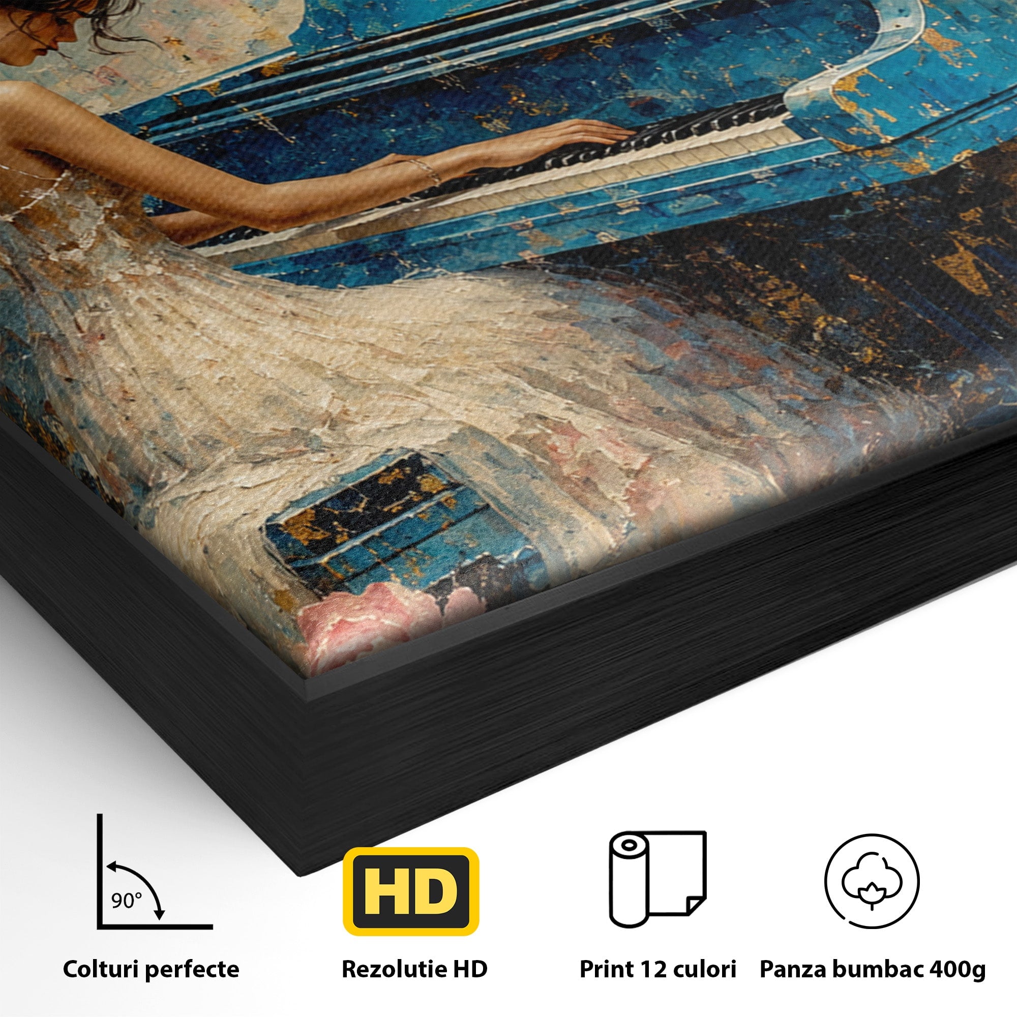 Tablou Canvas Premium LuxCanva® R1026, Inger La Pian Albastru, Inger, Pian, Flori, Living, Arta, Culori Vibrante